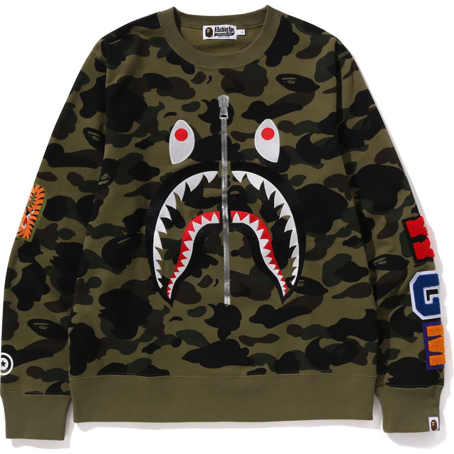 BAPE MENS 1ST CAMO SHARK CREWNECK SWEATSHIRT – Image 1