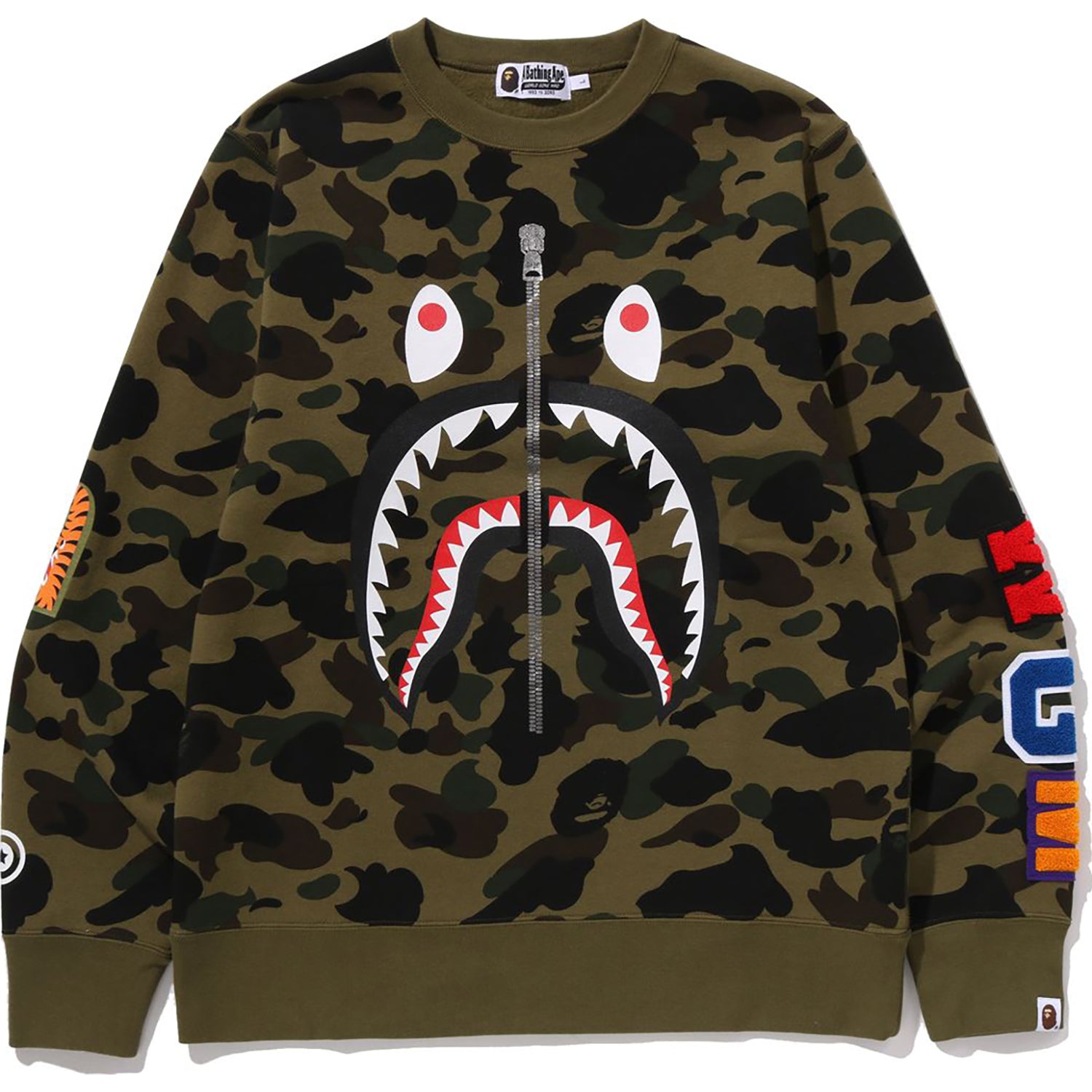 1ST CAMO SHARK CREWNECK SWEATSHIRT MENS – Image 1