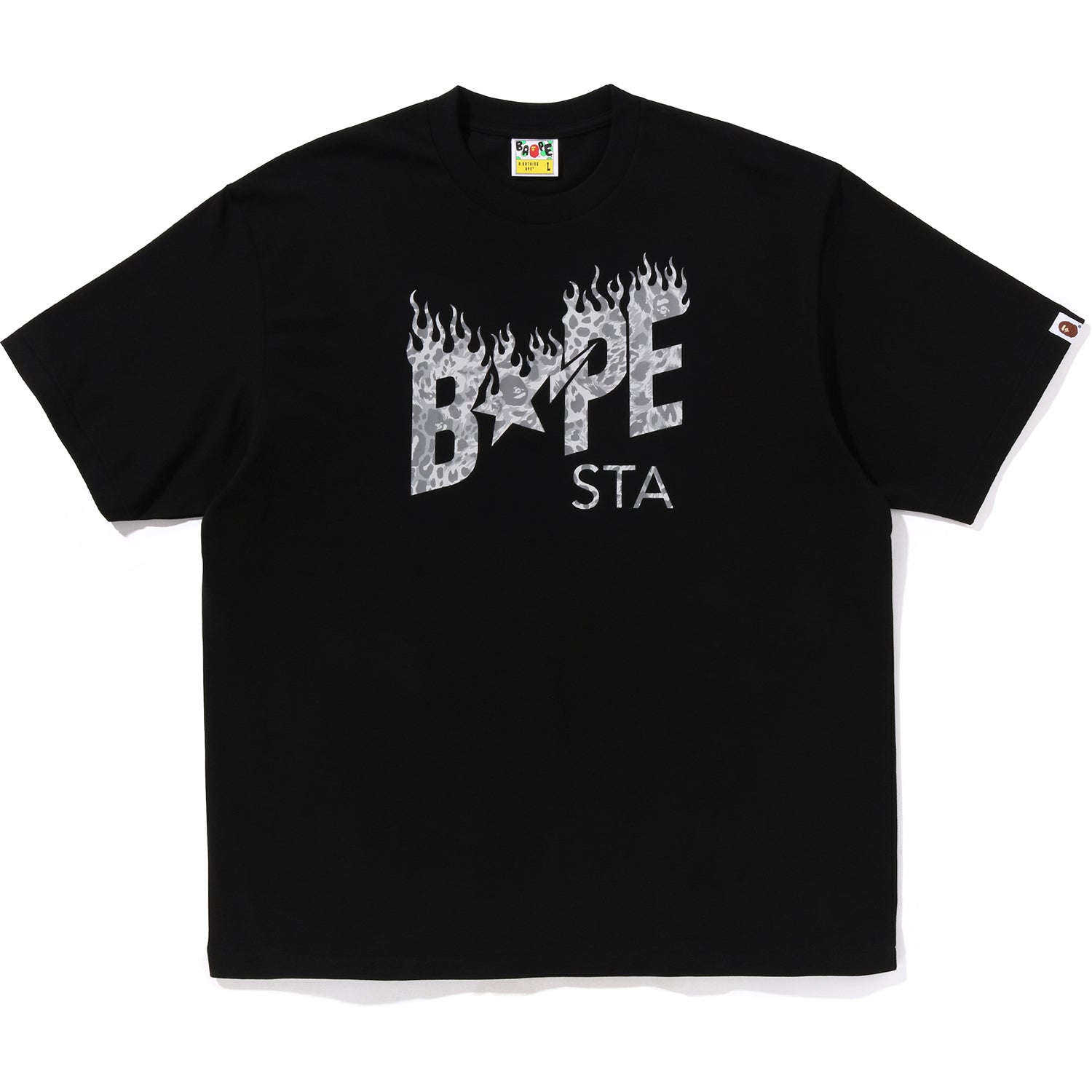 WILD LEOPARD PATTERN BAPE STA LOGO RELAXED FIT TEE MENS – Image 1