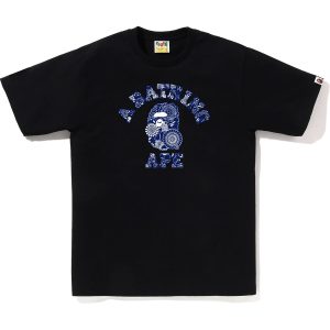 JAPANESE INDIGO ART CAMO COLLEGE TEE MENS