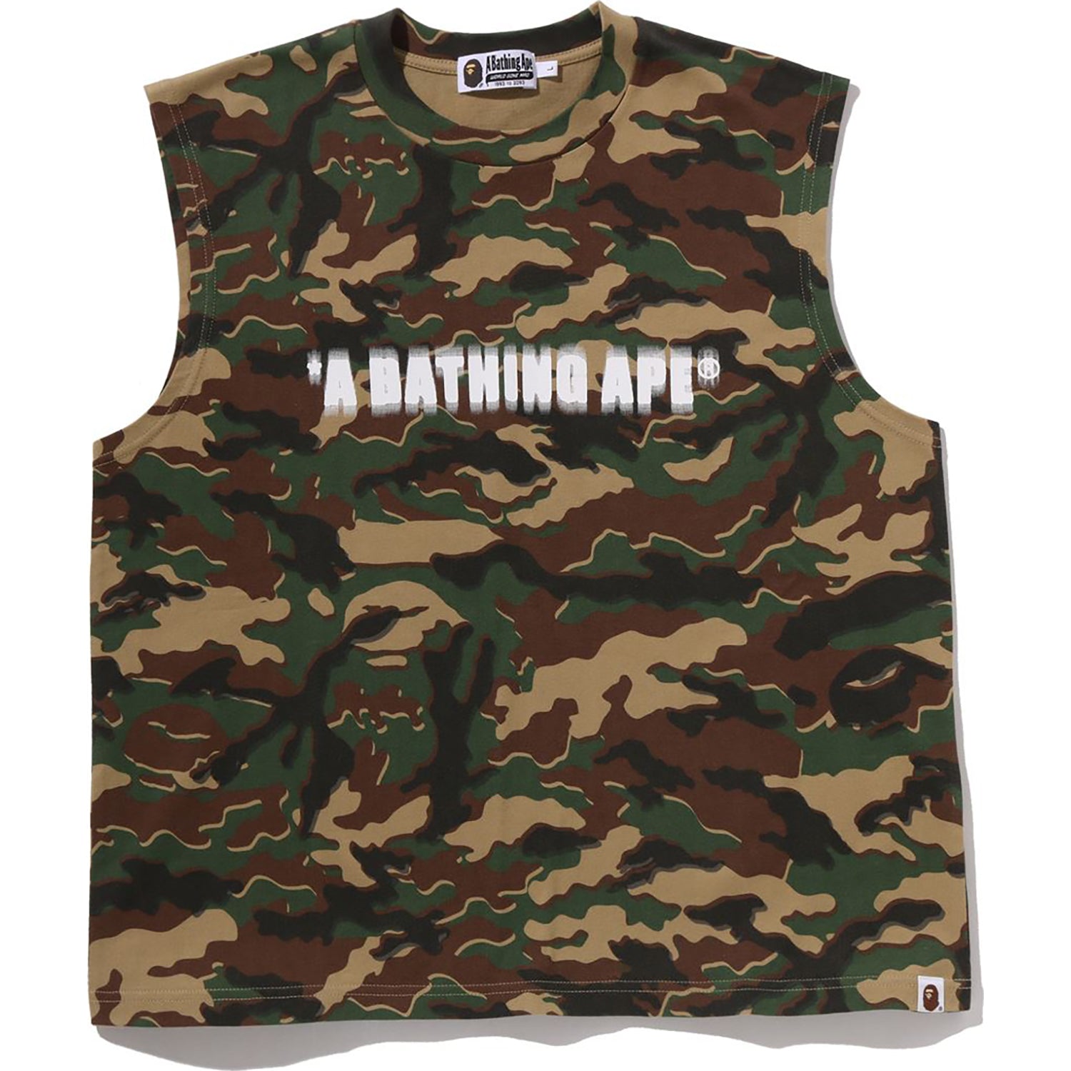 GLITCH WOODLAND CAMO HEAVY WASH BATHING APE CROPPED FIT TANK MENS – Image 1
