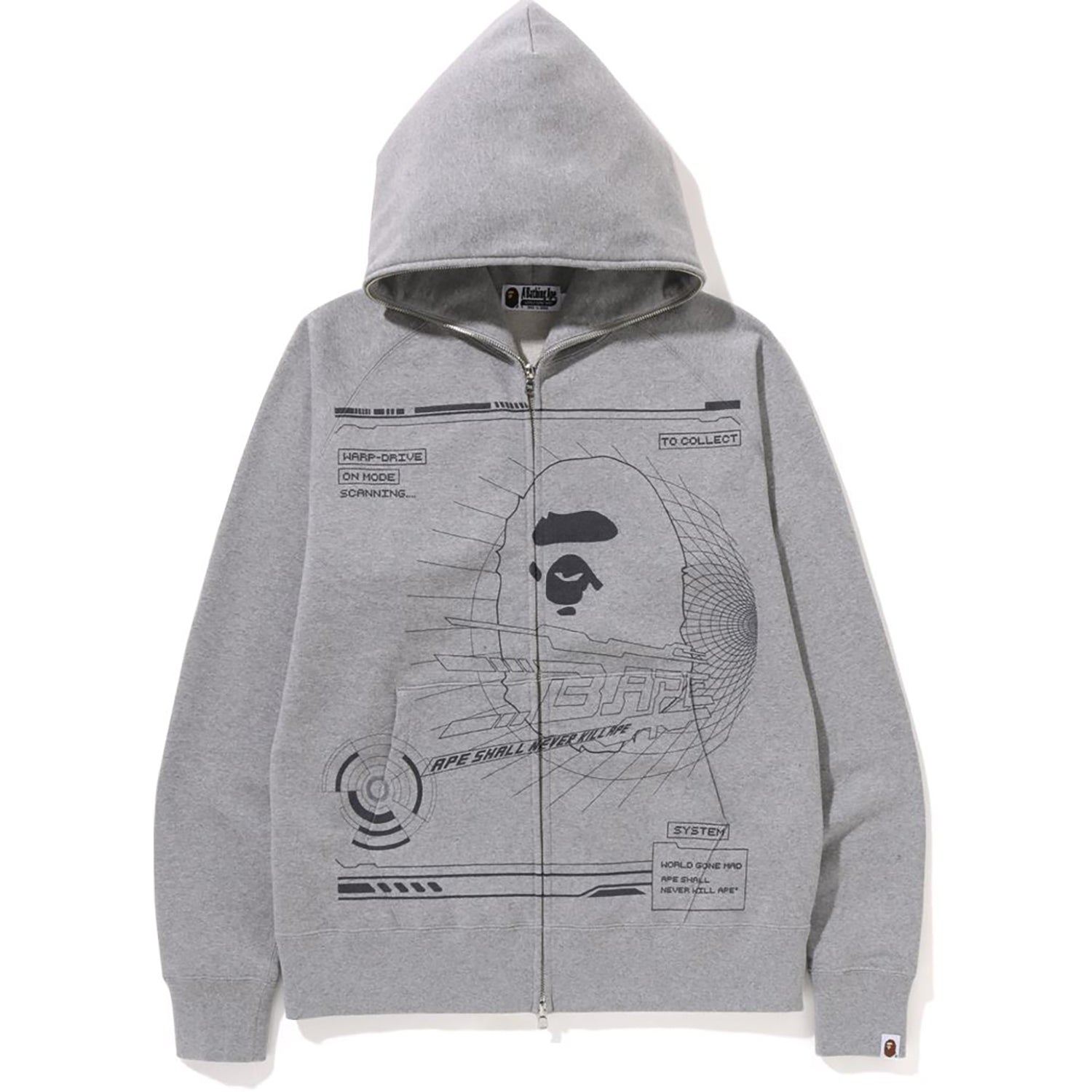 BAPE OVERPRINTED FULL ZIP HOODIE MENS – Image 1