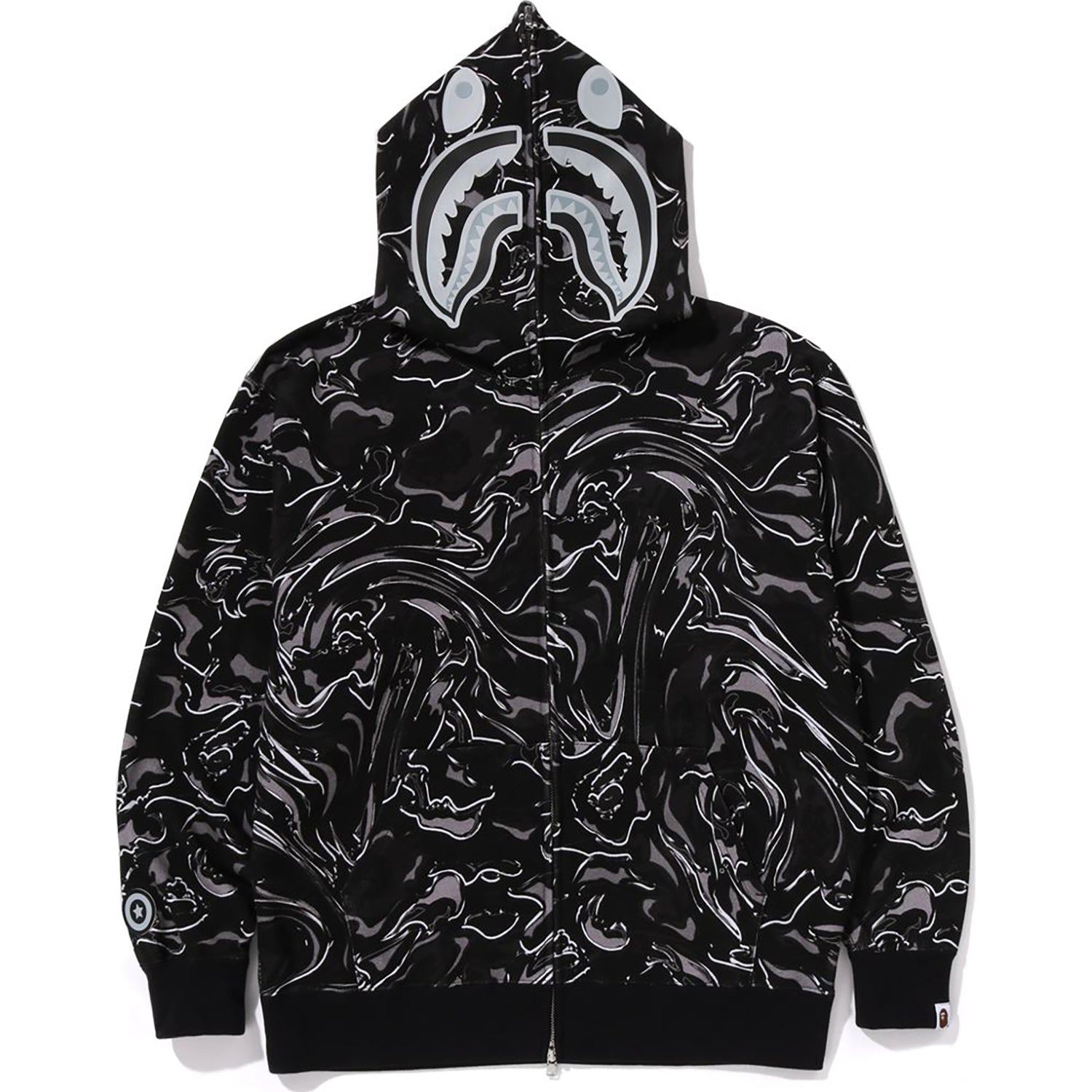 MARBLING CAMO SHARK RELAXED FIT FULL ZIP HOODIE MENS – Image 1
