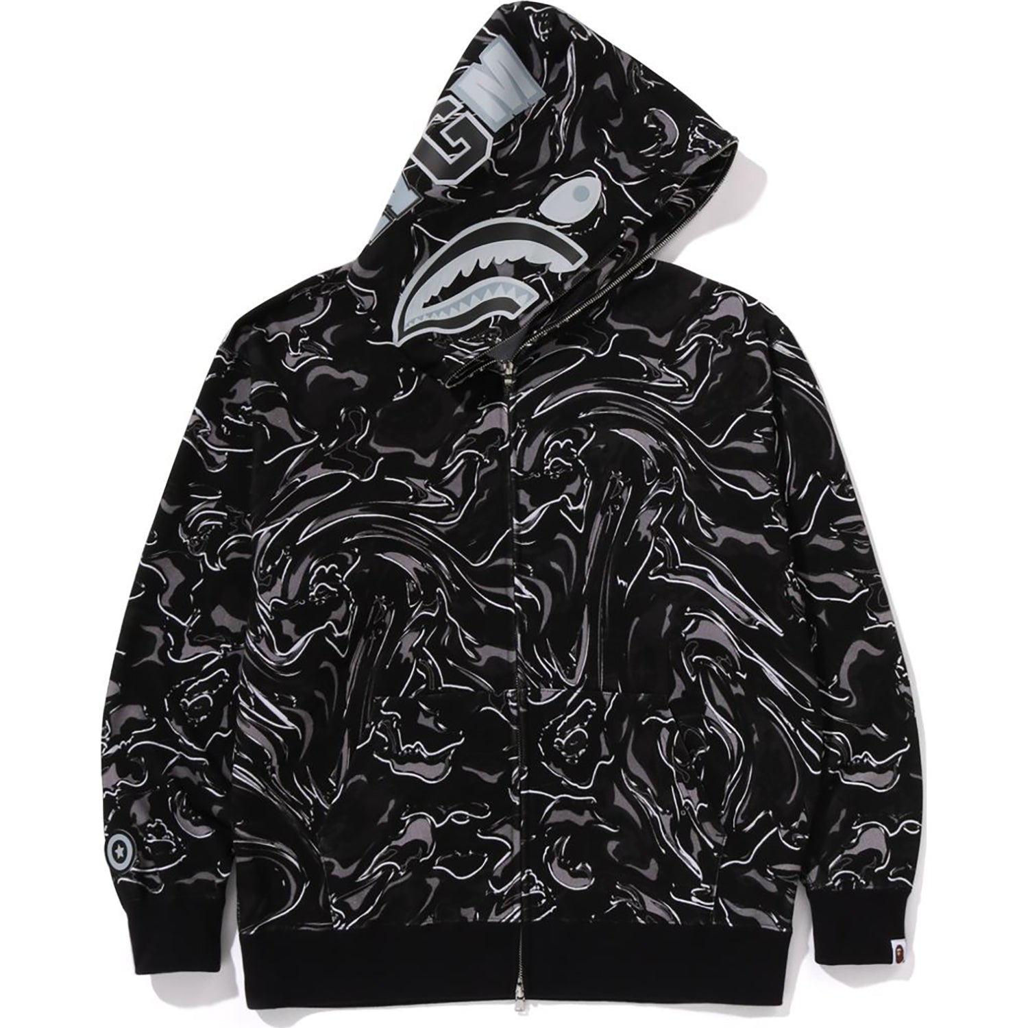 MARBLING CAMO SHARK RELAXED FIT FULL ZIP HOODIE MENS – Image 2