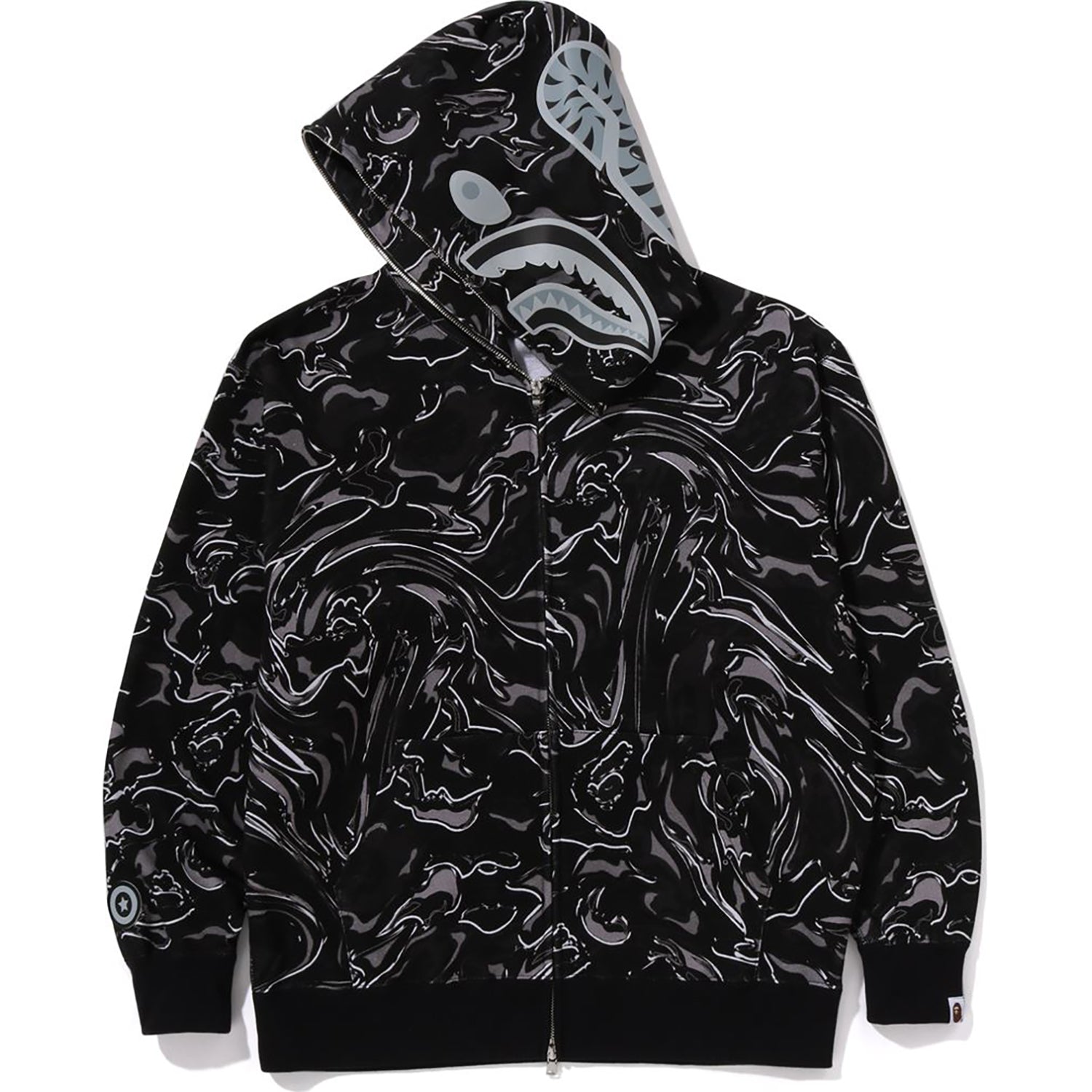 MARBLING CAMO SHARK RELAXED FIT FULL ZIP HOODIE MENS – Image 3