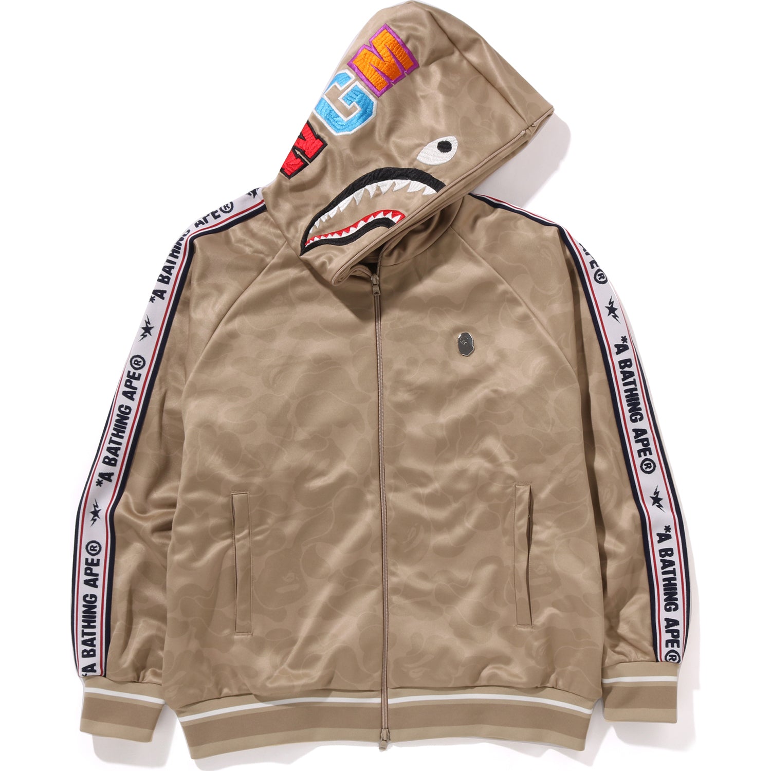 BAPE MENS SOLID CAMO RELAXED FIT SHARK FULL ZIP HOODIE JACKET – Image 1