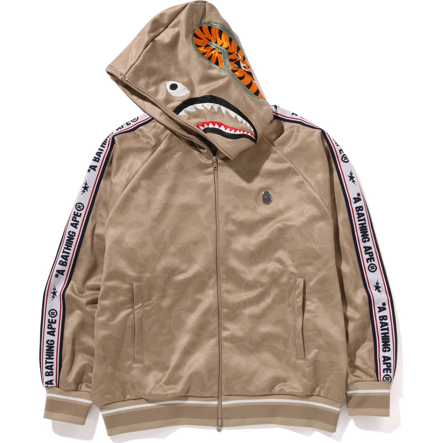 BAPE MENS SOLID CAMO RELAXED FIT SHARK FULL ZIP HOODIE JACKET – Image 2