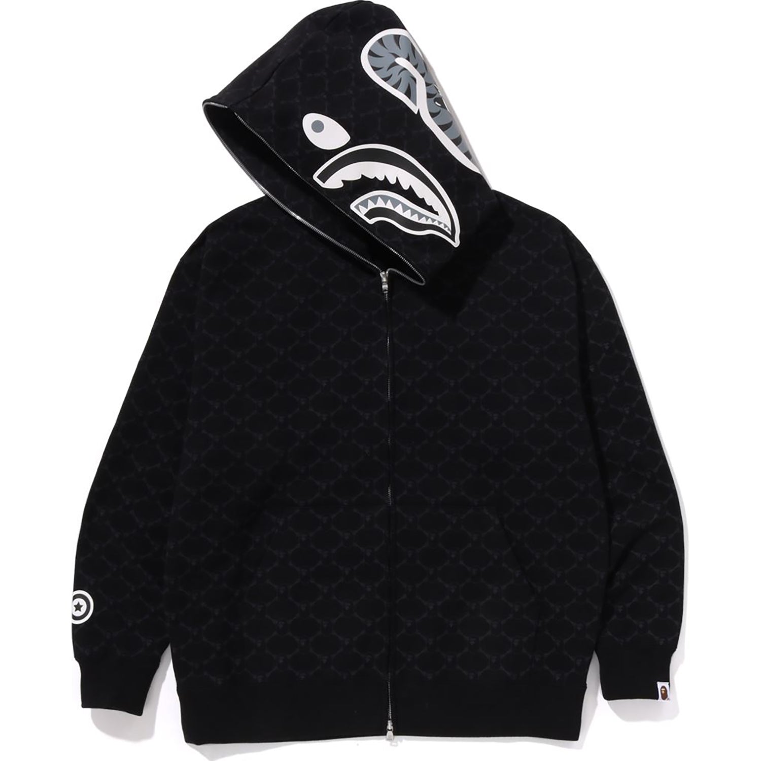 COLLEGE MONOGRAM RELAXED FIT SHARK FULL ZIP HOODIE MENS – Image 2