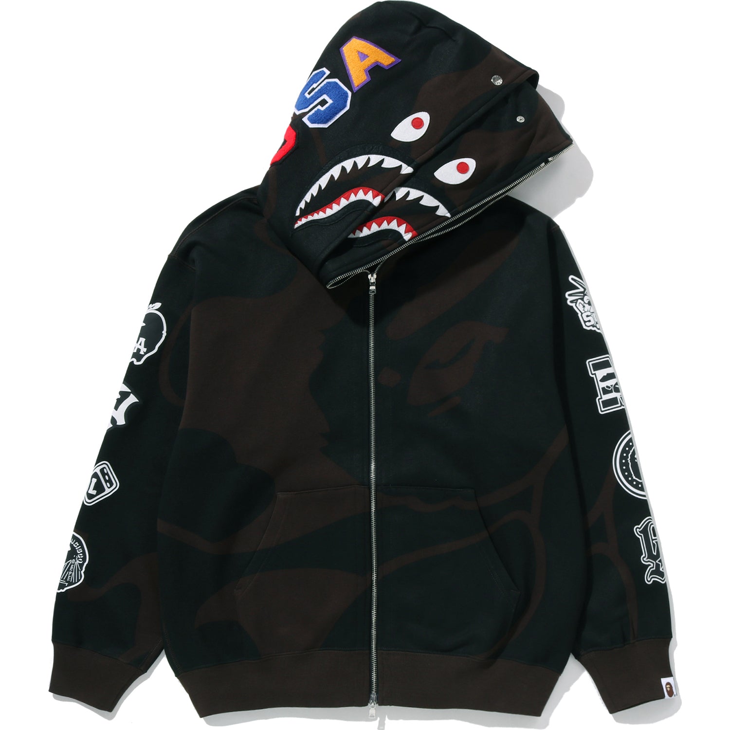 BAPE US BLACK FRIDAY SOLID CAMO DOUBLE SHARK FULL ZIP HOODIE MENS – Image 2