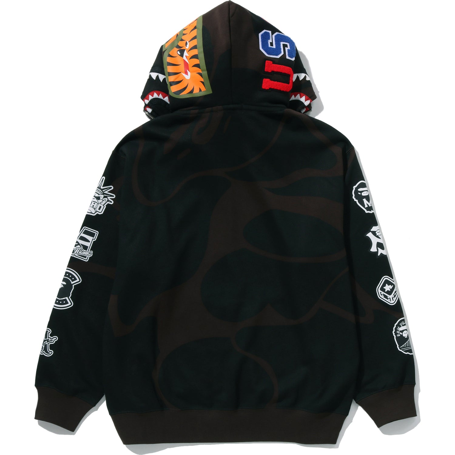 BAPE US BLACK FRIDAY SOLID CAMO DOUBLE SHARK FULL ZIP HOODIE MENS – Image 4