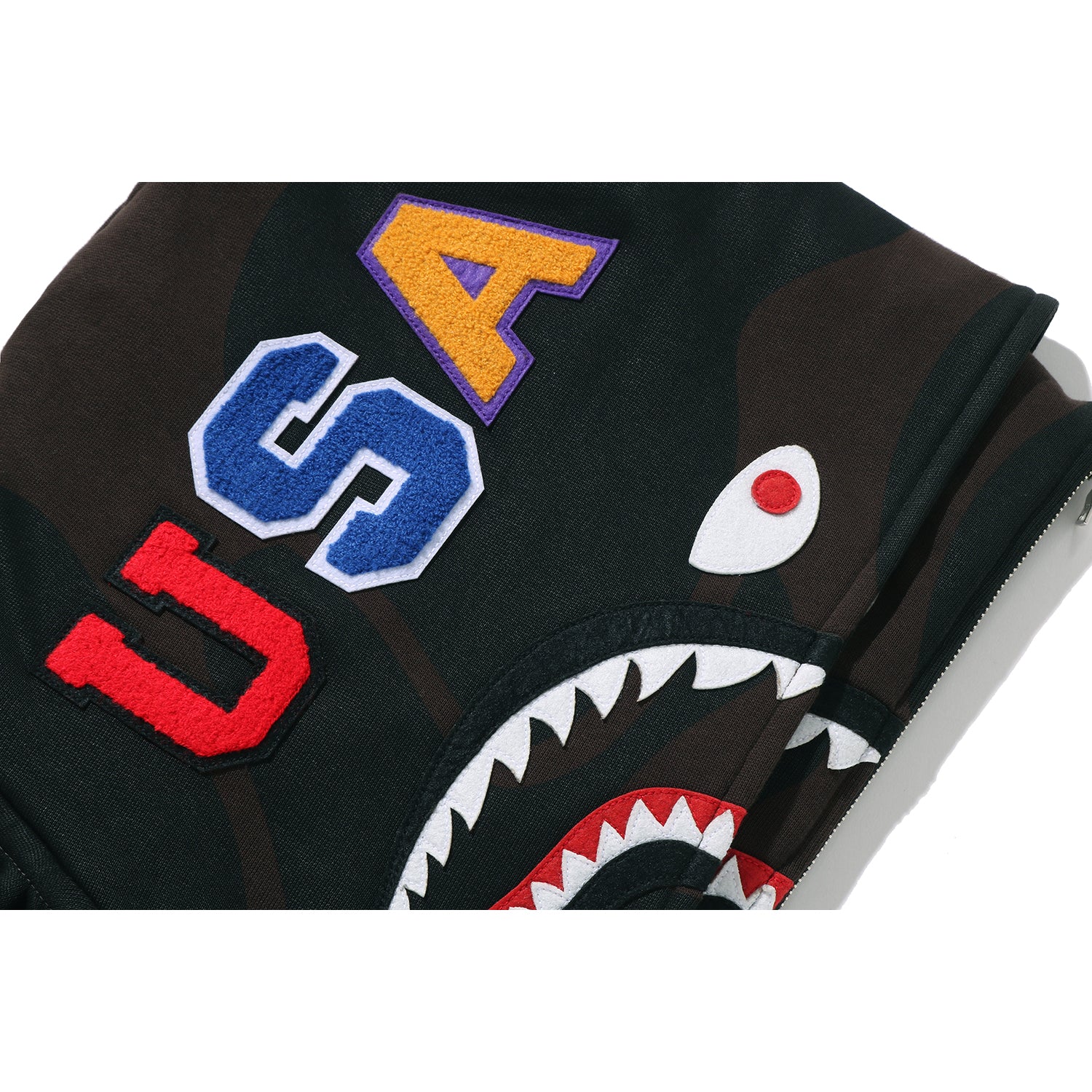 BAPE US BLACK FRIDAY SOLID CAMO DOUBLE SHARK FULL ZIP HOODIE MENS – Image 5