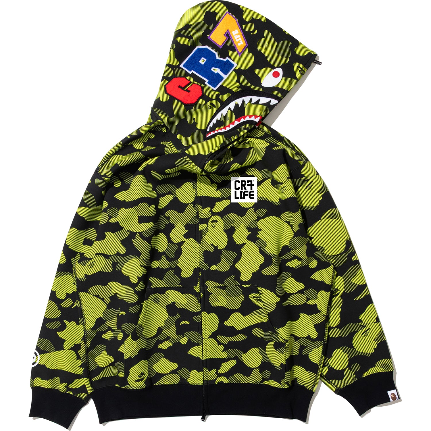 BAPE X CR7 LIFE LOGO RELAXED FIT SHARK FULL ZIP HOODIE M #1 MENS – Image 2