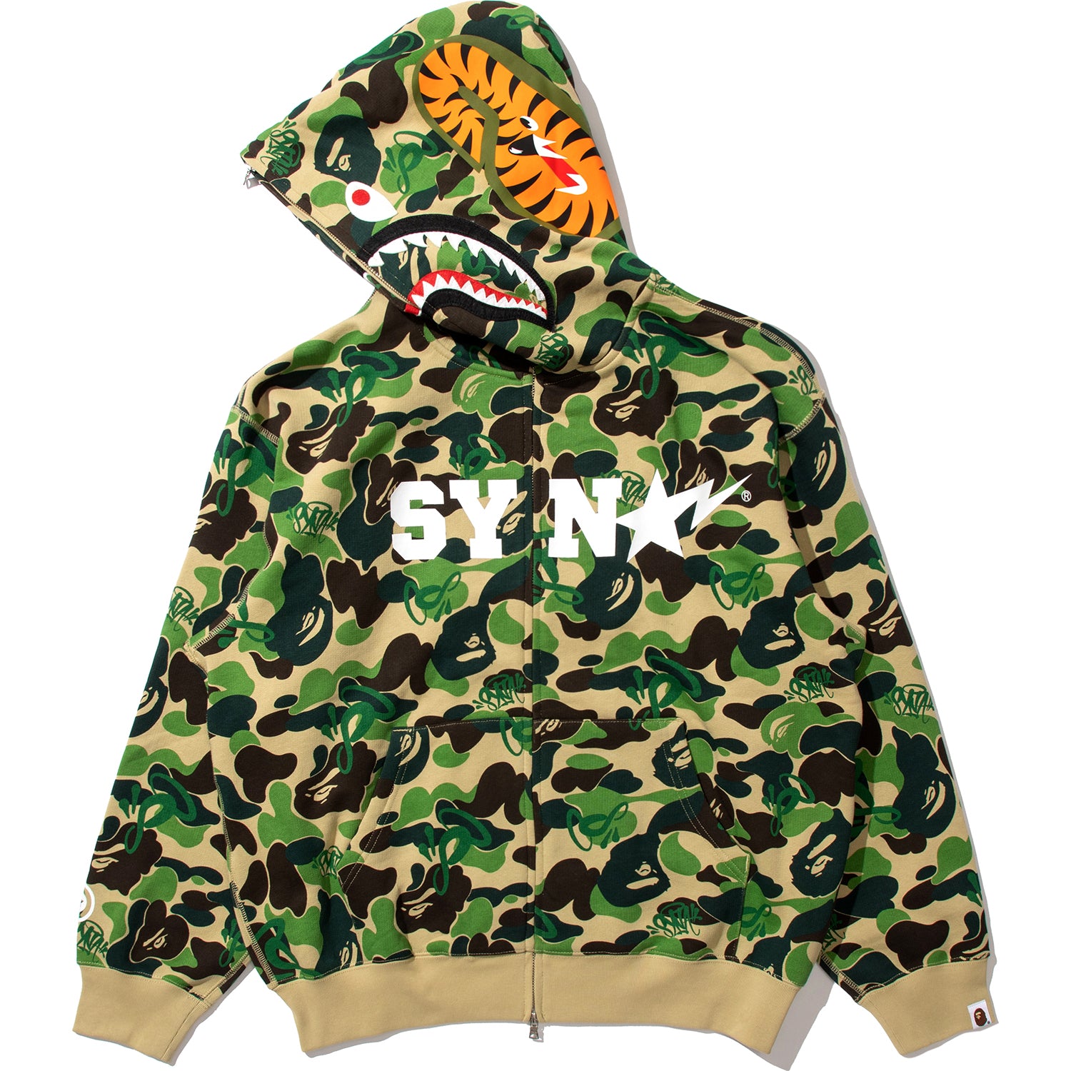 BAPE X SPOTIFY BY CENTRAL CEE CAMO SHARK FULL ZIP HOODIE MENS – Image 3