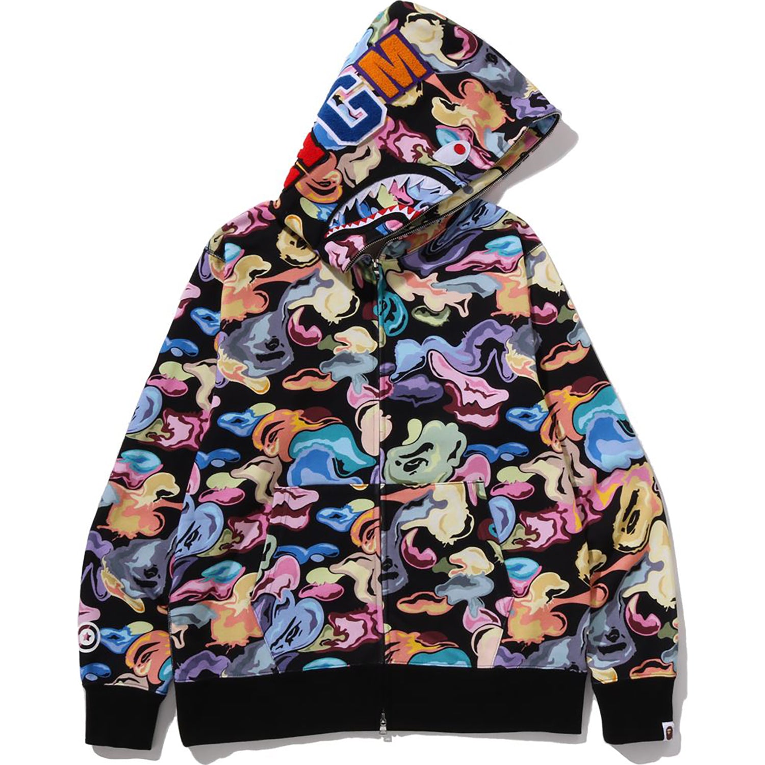 ART CAMO SHARK FULL ZIP HOODIE MENS – Image 1