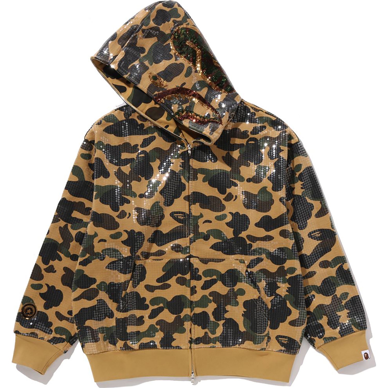 1ST CAMO SEQUIN SHARK RELAXED FIT FULL ZIP HOODIE MENS – Image 2