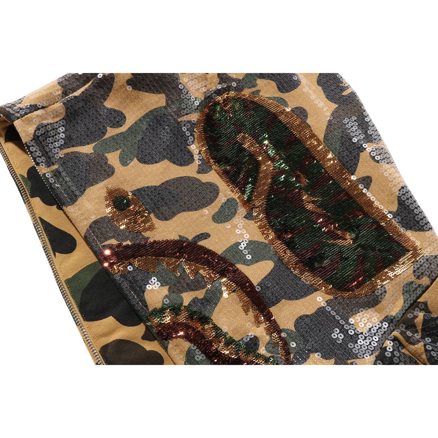 1ST CAMO SEQUIN SHARK RELAXED FIT FULL ZIP HOODIE MENS – Image 5