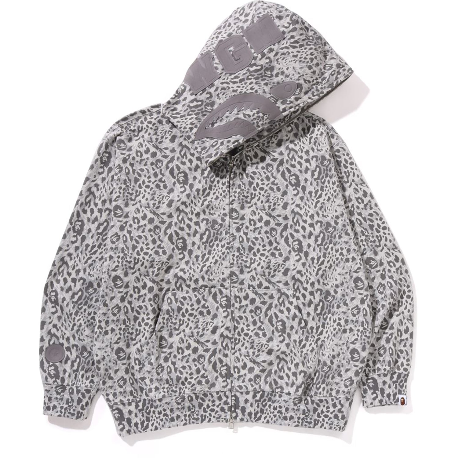 WILD LEOPARD PATTERN SHARK RELAXED FIT FULL ZIP HOODIE MENS – Image 1