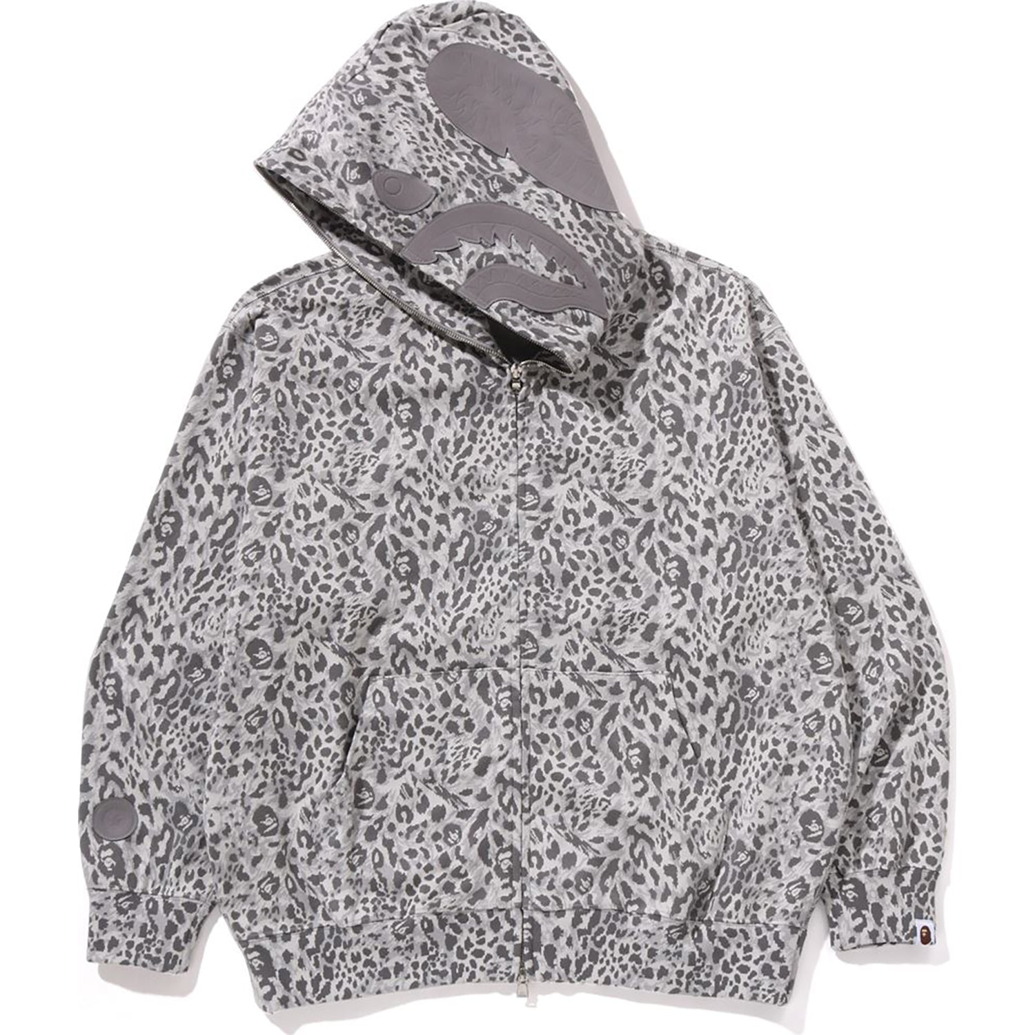 WILD LEOPARD PATTERN SHARK RELAXED FIT FULL ZIP HOODIE MENS – Image 2