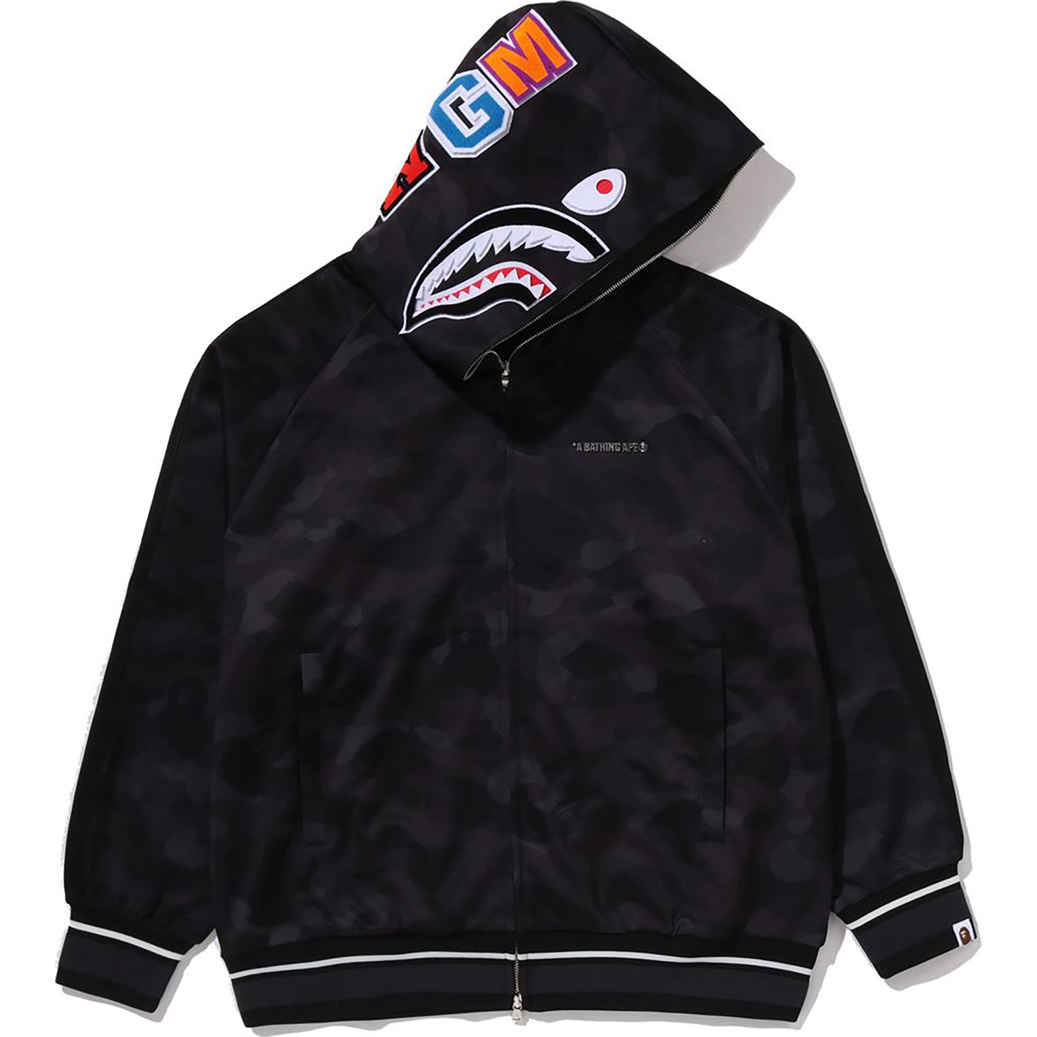 COLOR CAMO SHARK RELAXED FIT HOODIE TRACK JACKET MENS – Image 1