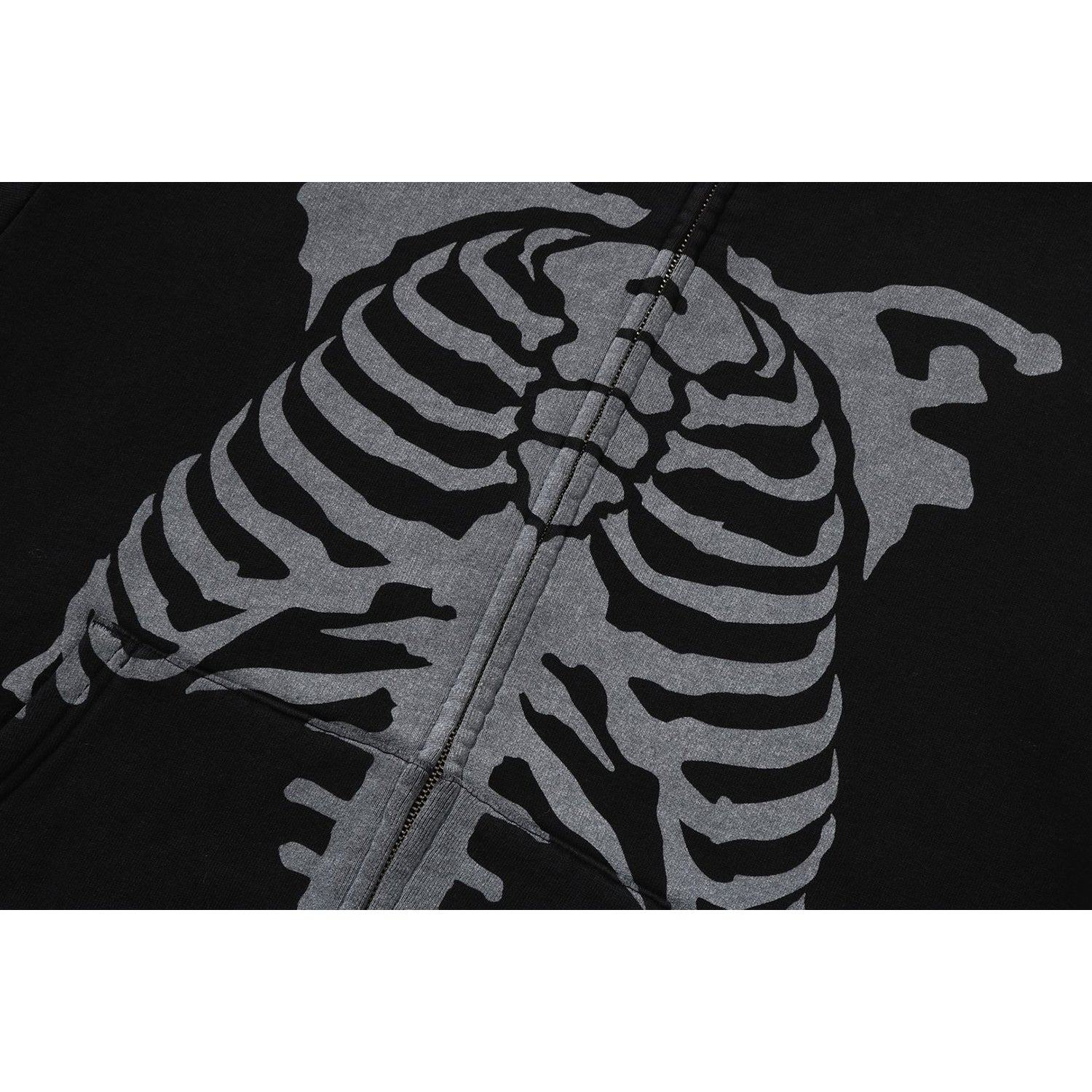 SKELETON SHARK HEAVY WASHED CROPPED FIT FULL ZIP HOODIE MENS – Image 6