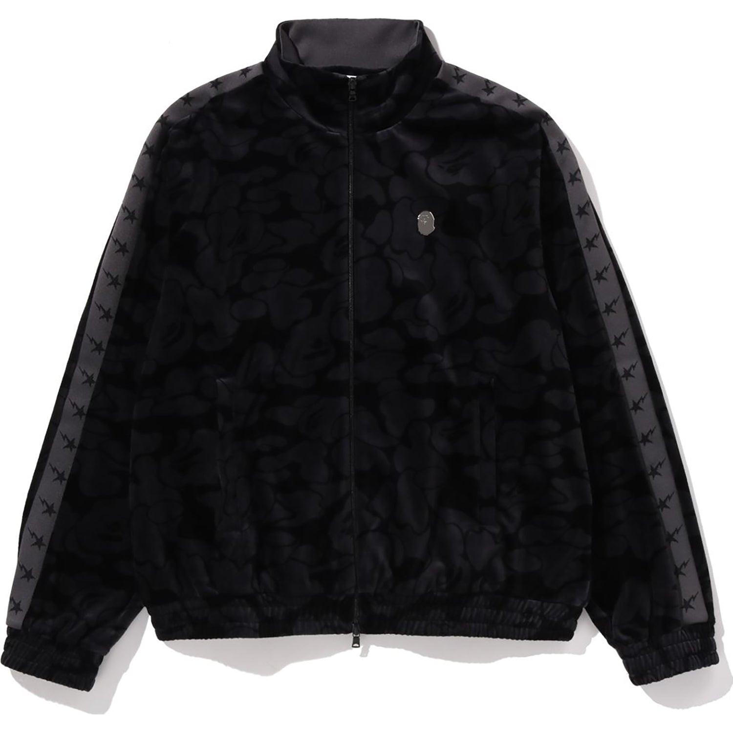 SOLID CAMO VELOUR METAL ONE POINT RELAXED FIT TRACK JACKET MENS – Image 1