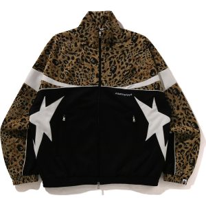 WILD LEOPARD PATTERN RELAXED FIT TRACK JACKET MENS