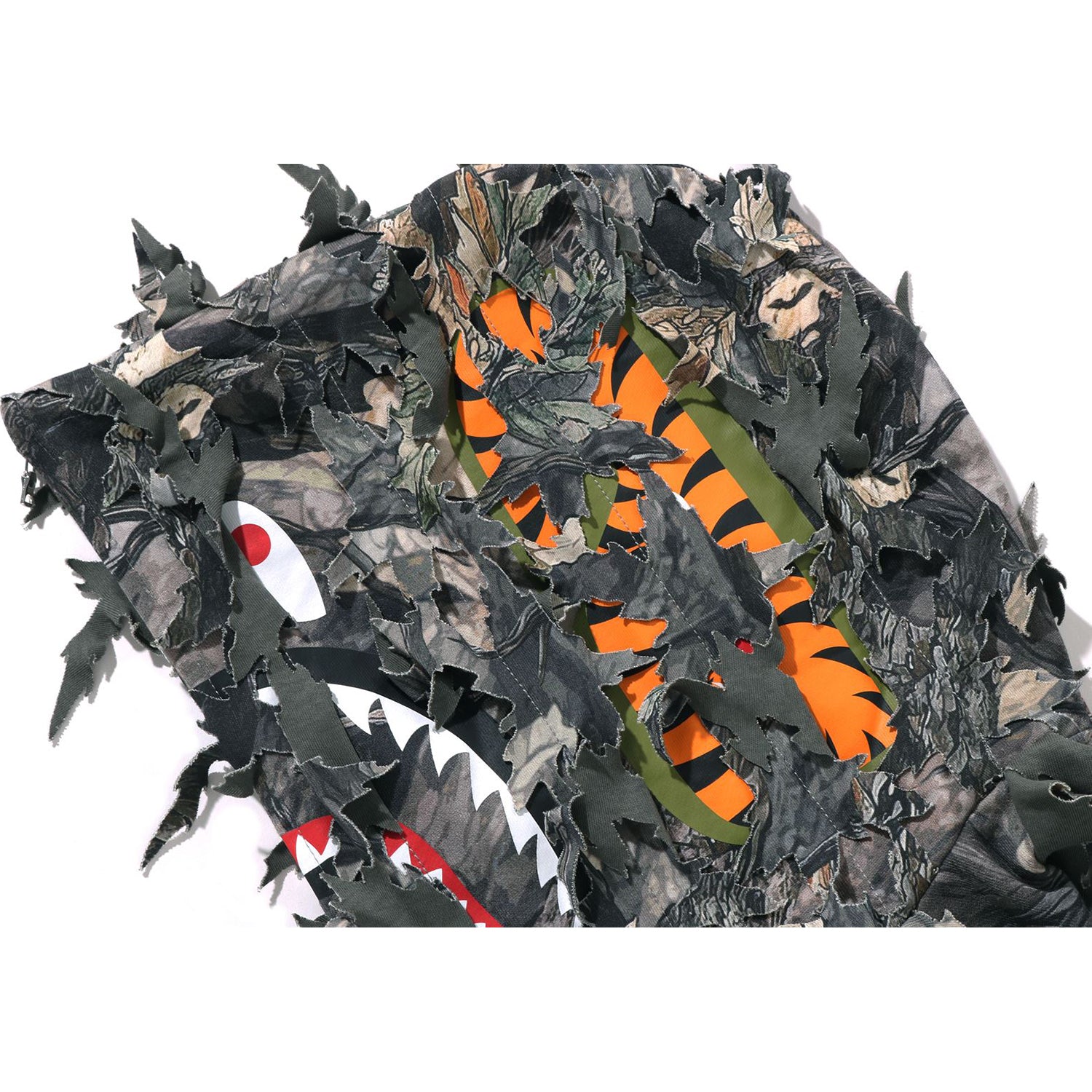 TREE EDGE CAMO LASER CUT CROPPED SHARK FULL ZIP HOODIE LADIES – Image 5