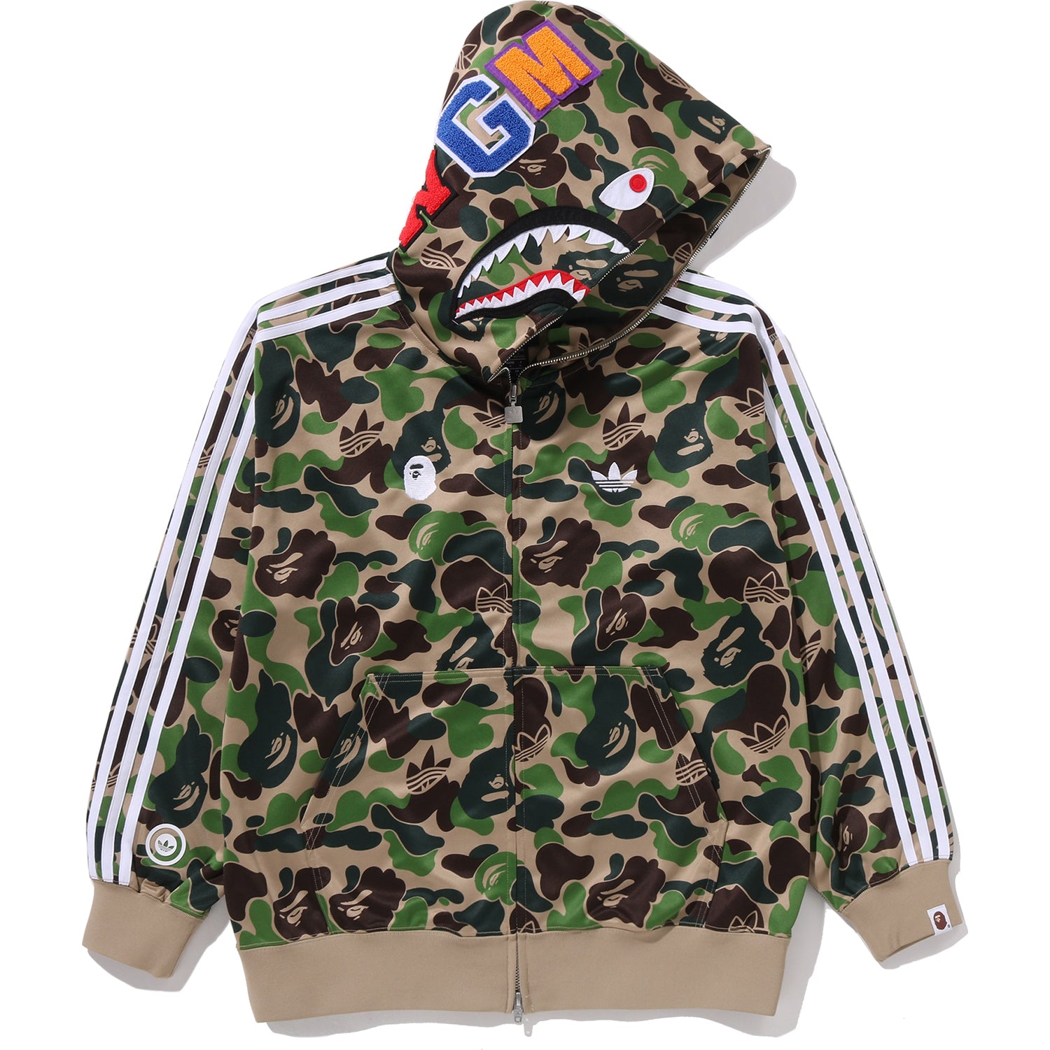 BAPE X ADIDAS RELAXED FIT TRACK CAMO SHARK FULL ZIP HOODIE MENS – Image 1