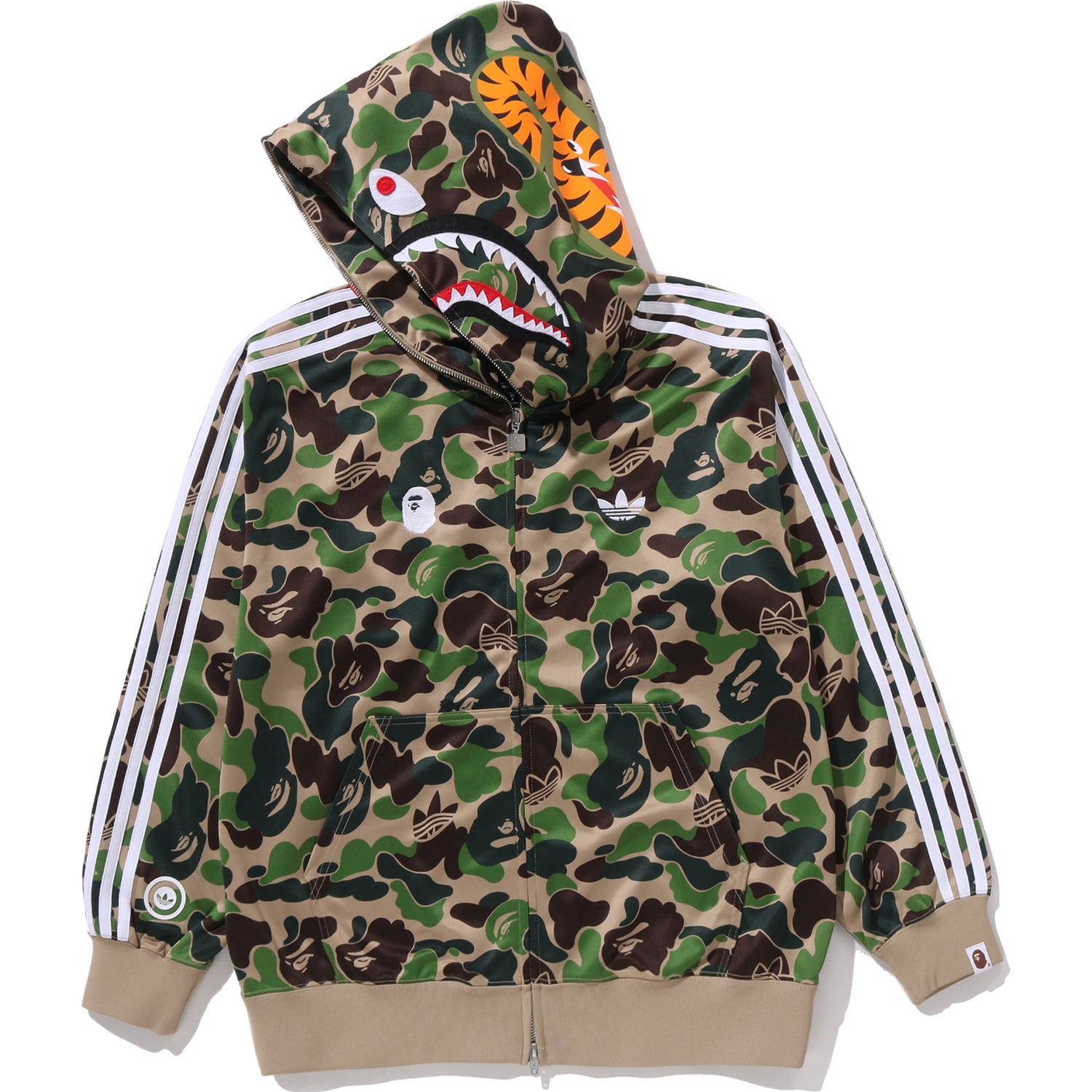 BAPE X ADIDAS RELAXED FIT TRACK CAMO SHARK FULL ZIP HOODIE MENS – Image 2