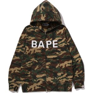 GLITCH WOODLAND CAMO FULL ZIP HOODIE MENS