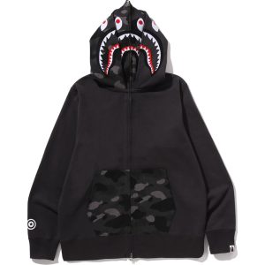COLOR CAMO SHARK FULL ZIP DOUBLE HOODIE MENS