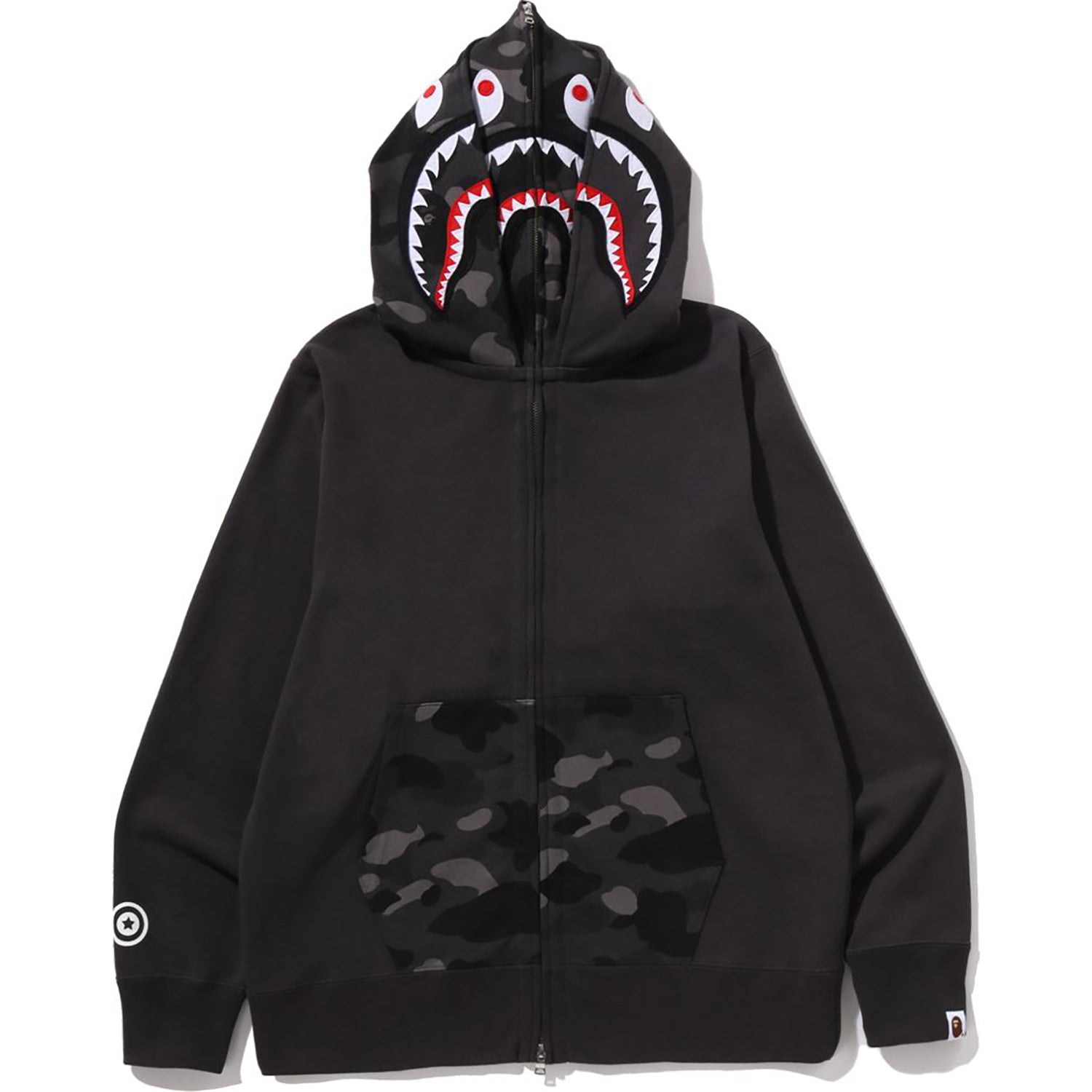 COLOR CAMO SHARK FULL ZIP DOUBLE HOODIE MENS – Image 1