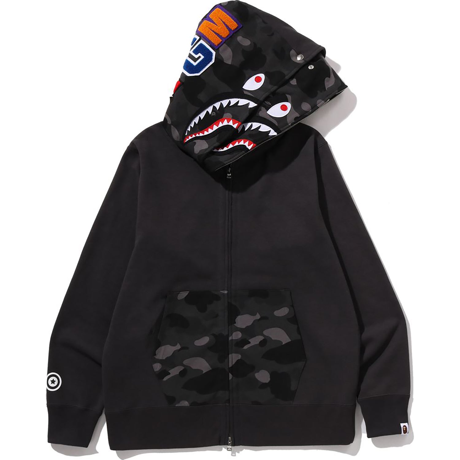 COLOR CAMO SHARK FULL ZIP DOUBLE HOODIE MENS – Image 2