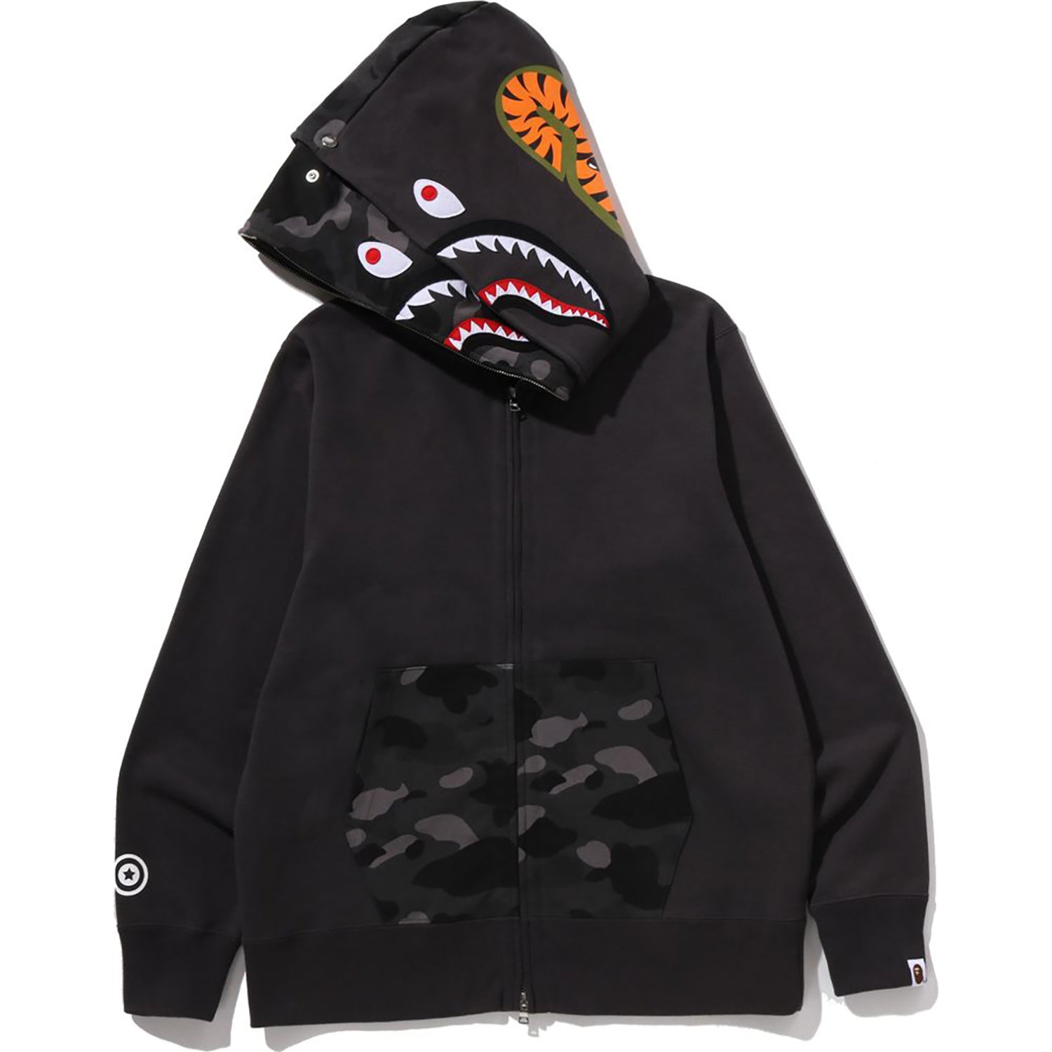 COLOR CAMO SHARK FULL ZIP DOUBLE HOODIE MENS – Image 3