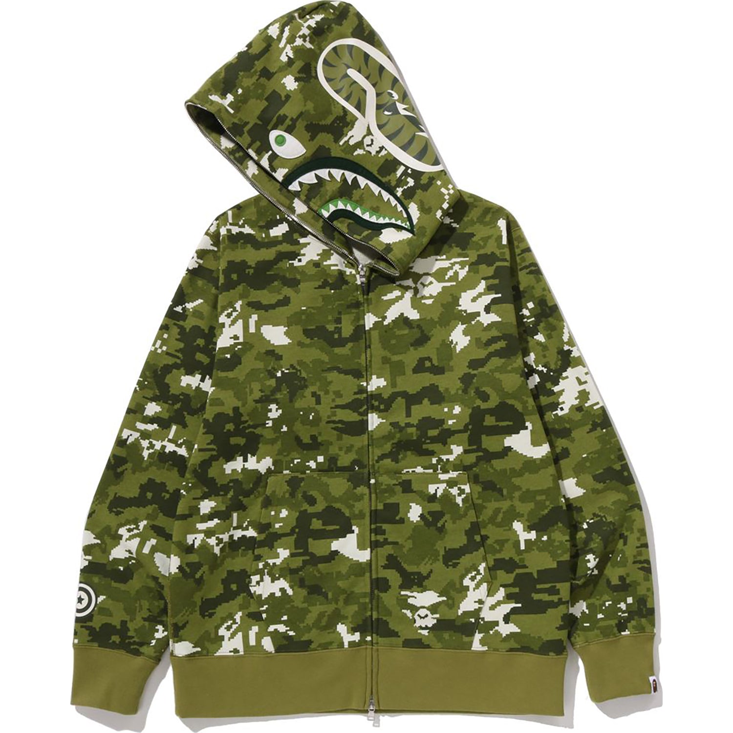MULTI PIXEL CAMO SHARK REGULAR FIT FULL ZIP HOODIE MENS – Image 2