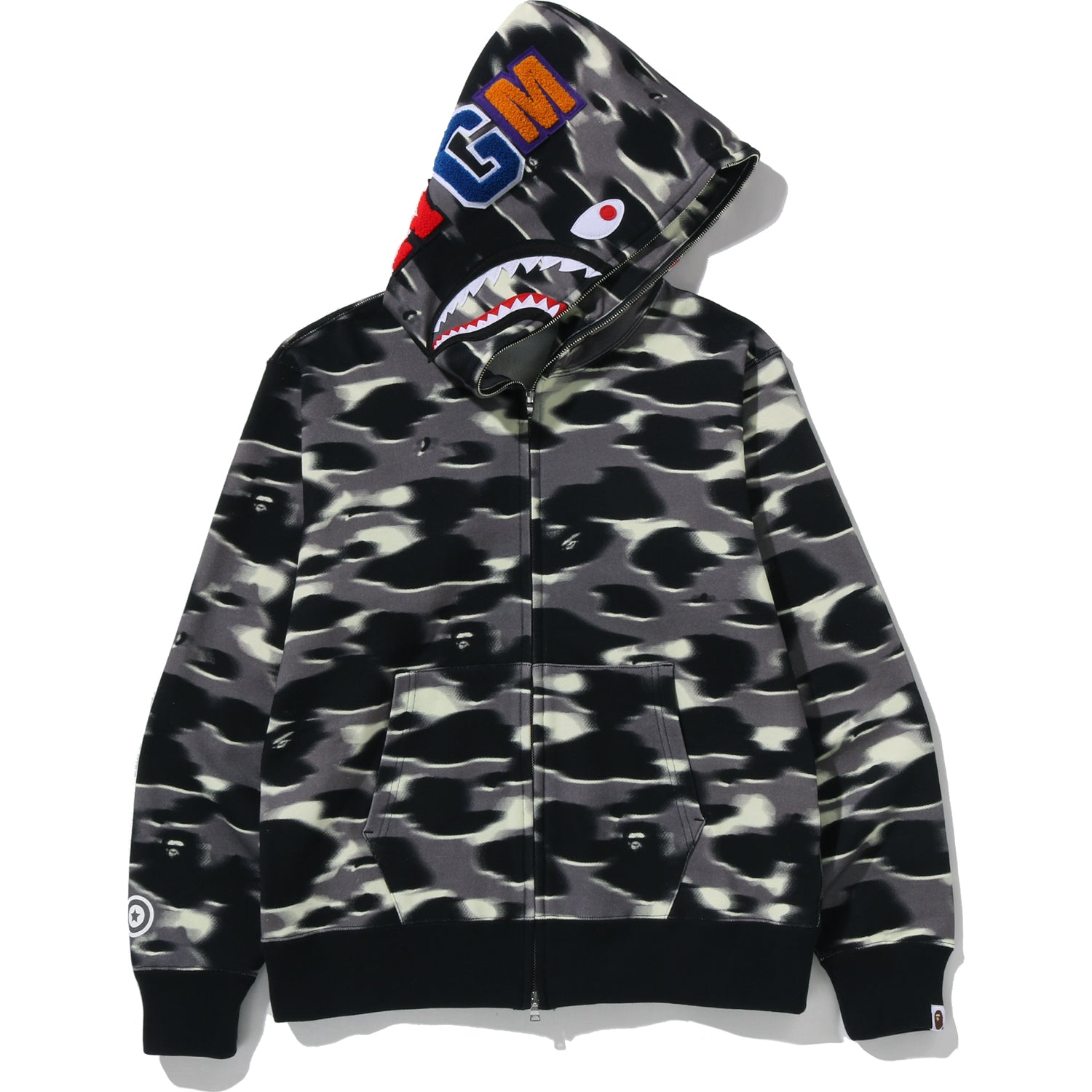 SCREEN CAMO SHARK FULL ZIP HOODIE MENS – Image 1
