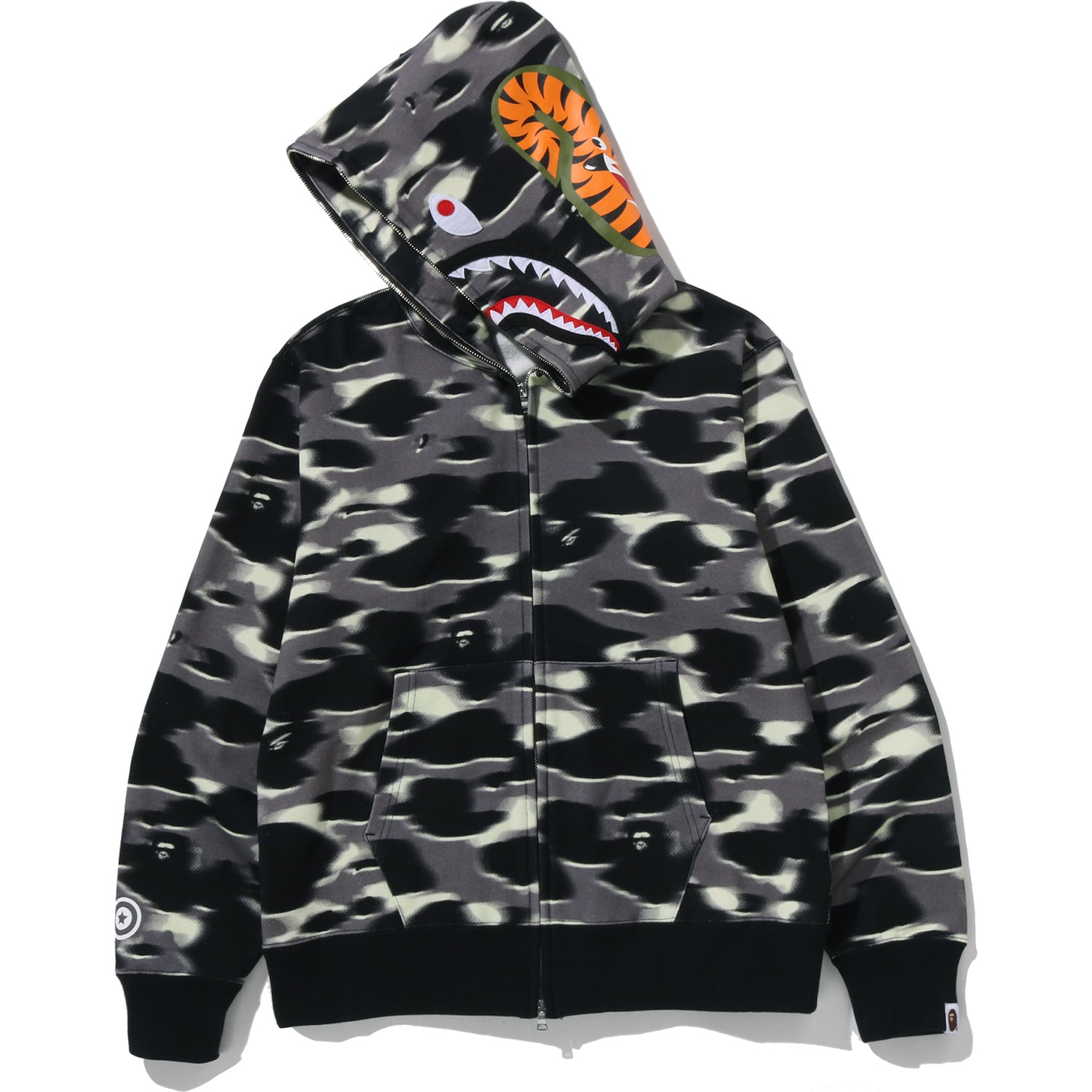 SCREEN CAMO SHARK FULL ZIP HOODIE MENS – Image 2