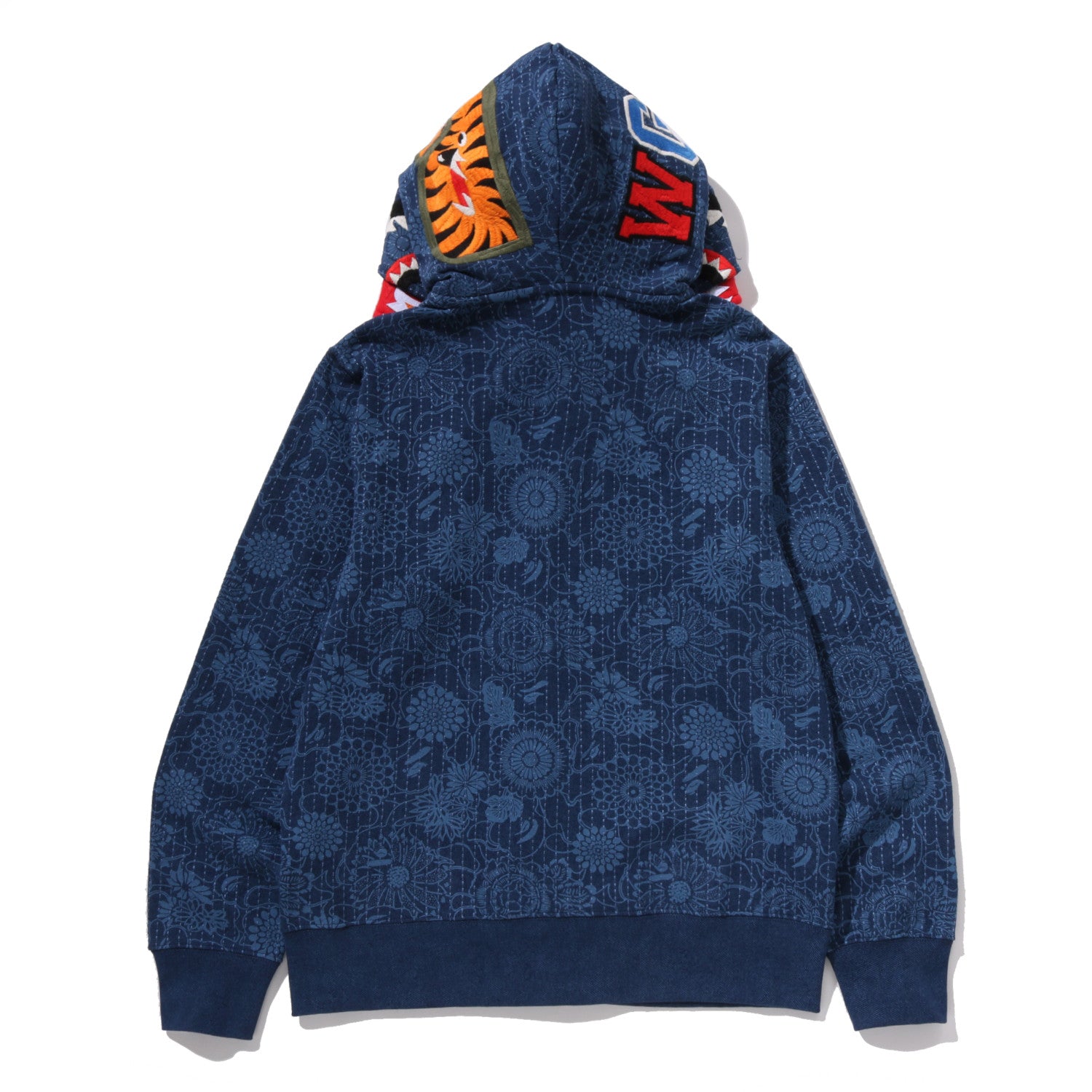 JAPANESE INDIGO ART CAMO DOUBLE TIGER SHARK FULL ZIP HOODIE MENS – Image 4
