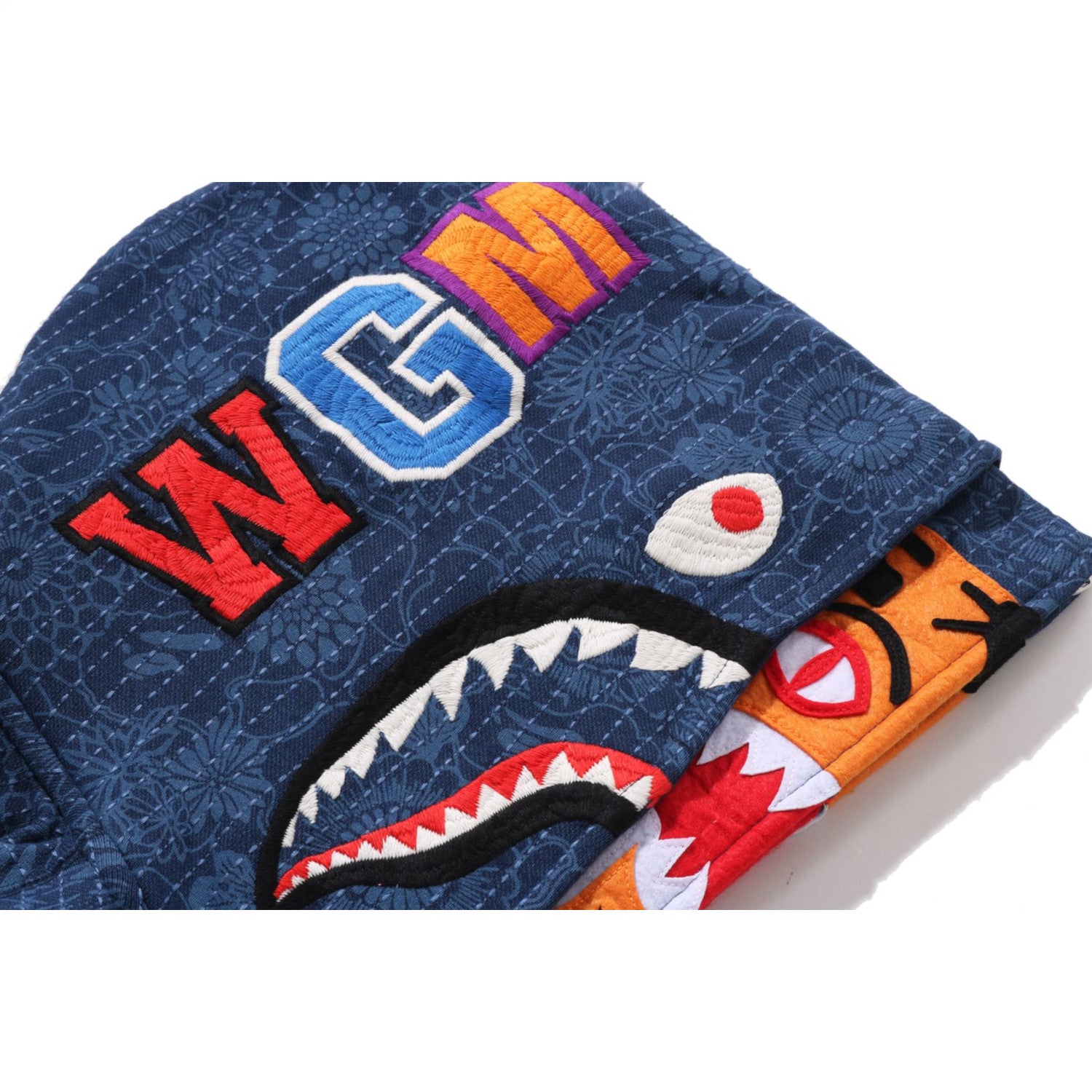 JAPANESE INDIGO ART CAMO DOUBLE TIGER SHARK FULL ZIP HOODIE MENS – Image 5