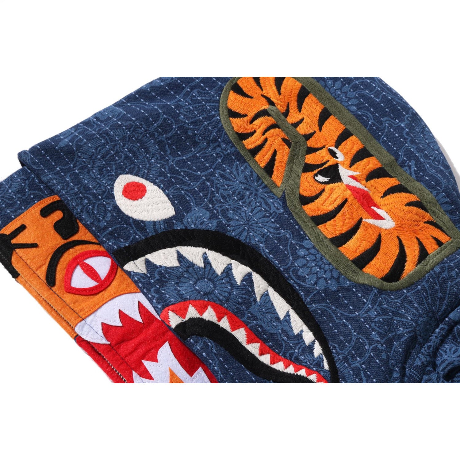 JAPANESE INDIGO ART CAMO DOUBLE TIGER SHARK FULL ZIP HOODIE MENS – Image 6
