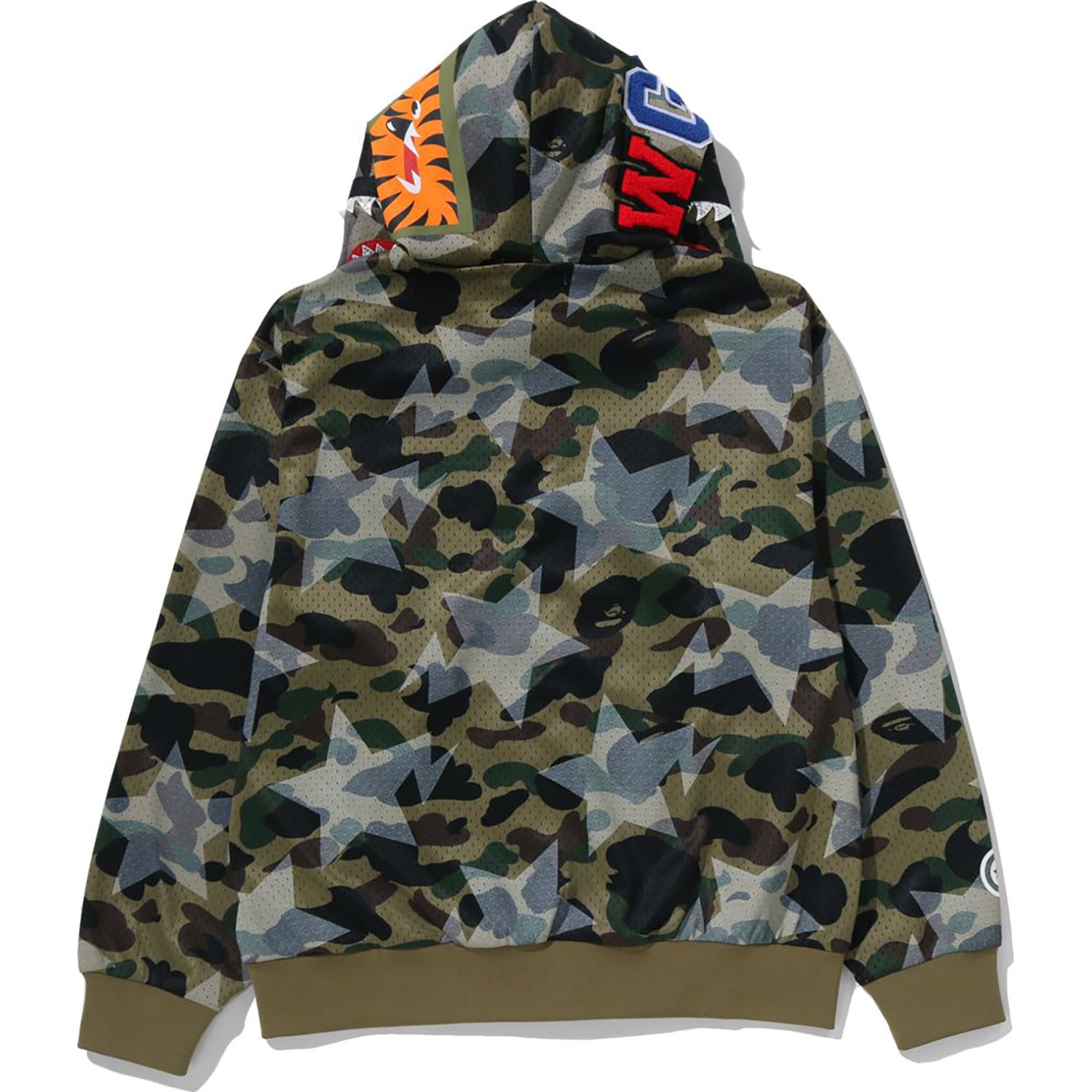 STA OVER PRINT 1ST CAMO MESH SHARK CROPPED FIT FULL ZIP HOODIE MENS – Image 3