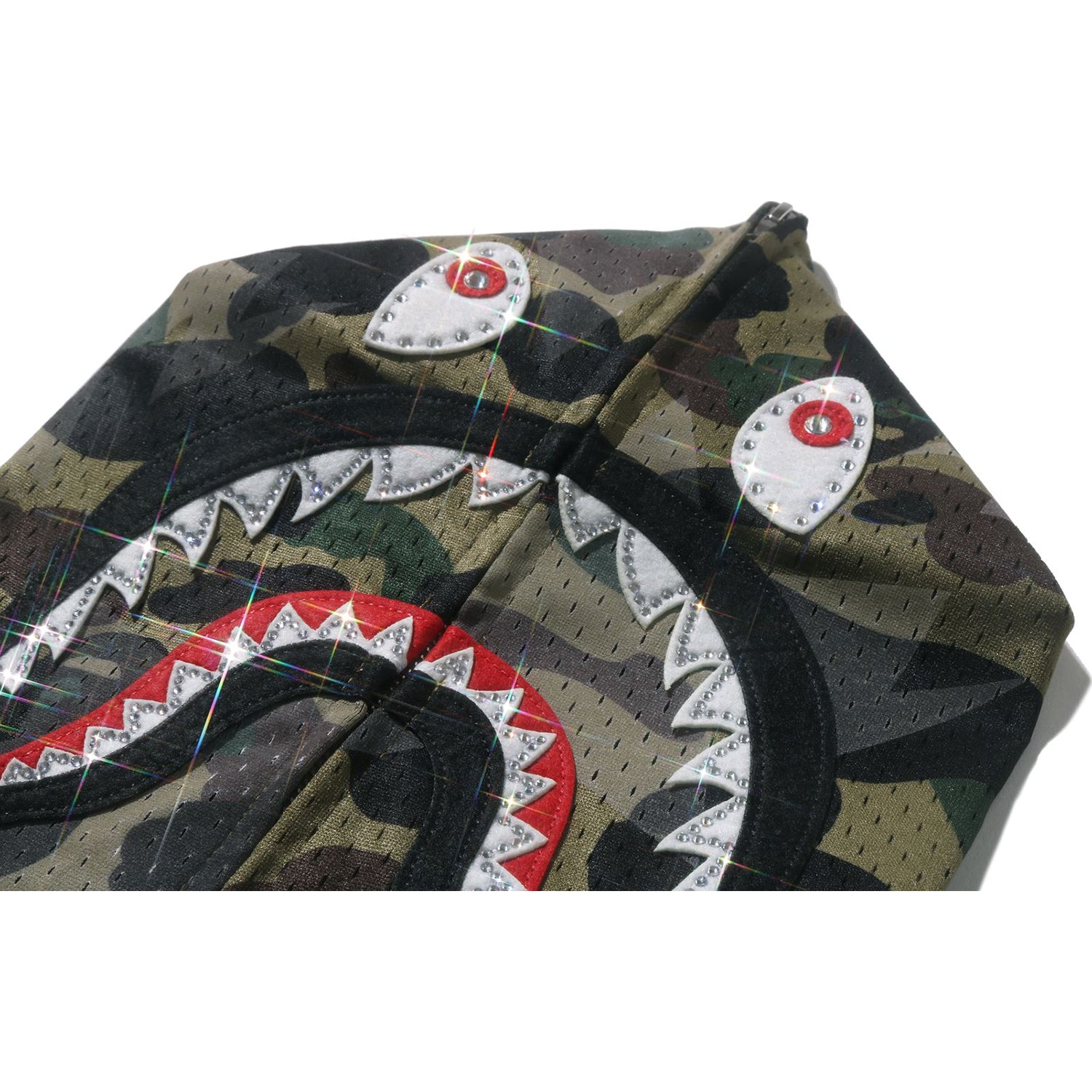 STA OVER PRINT 1ST CAMO MESH SHARK CROPPED FIT FULL ZIP HOODIE MENS – Image 4