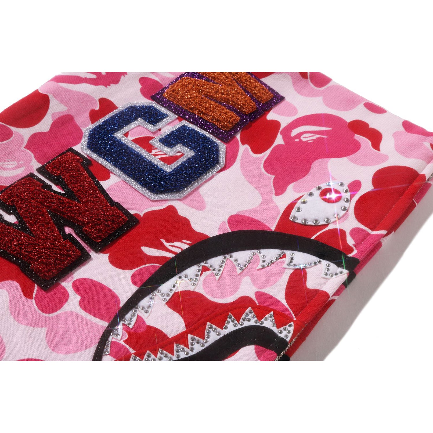 ABC CAMO CRYSTAL STONE SHARK CROPPED FULL ZIP HOODIE LADIES – Image 4