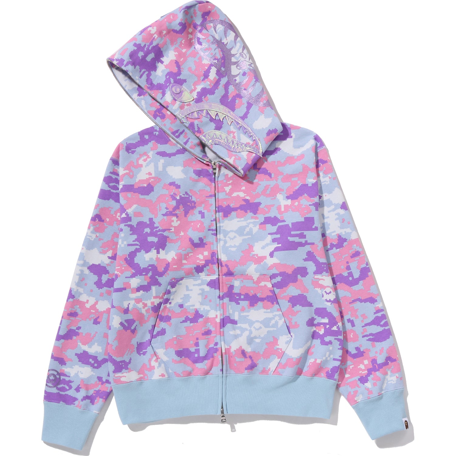 MULTI PIXEL CAMO SHARK FULL ZIP HOODIE LADIES – Image 2