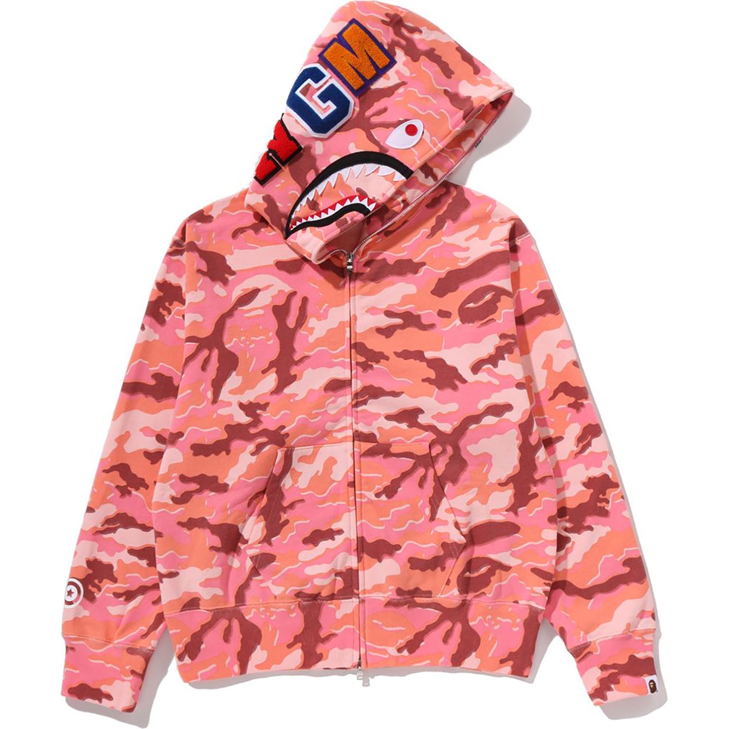 GLITCH WOODLAND CAMO SHARK FULL ZIP HOODIE LADIES – Image 1