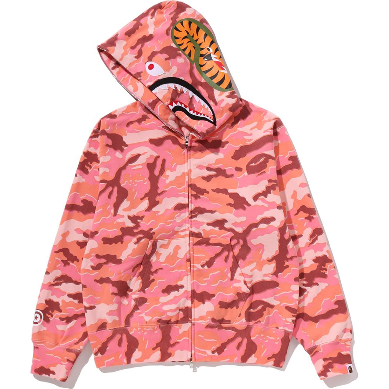 GLITCH WOODLAND CAMO SHARK FULL ZIP HOODIE LADIES – Image 2