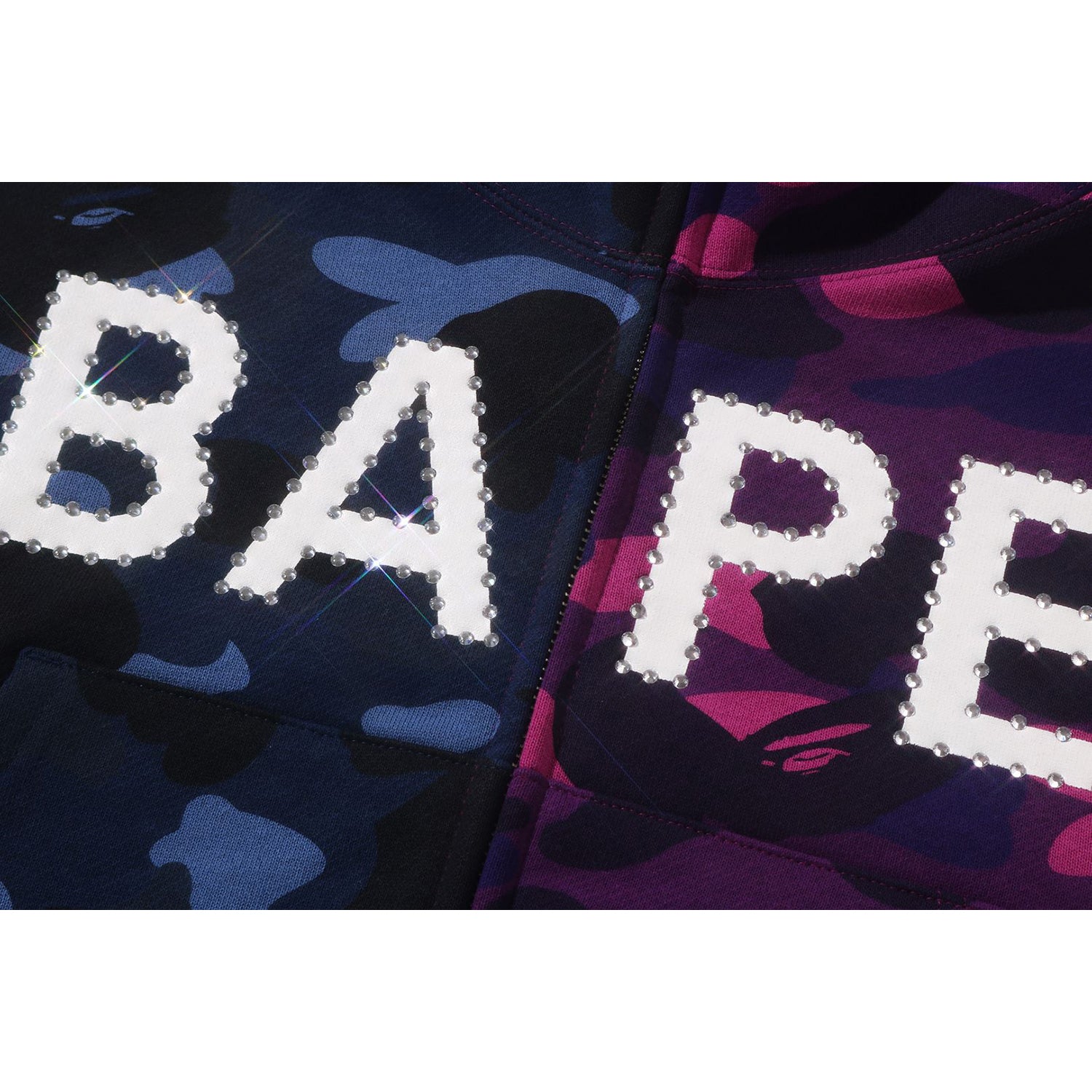 CRYSTAL LOGO COLOR CAMO HALF FULL ZIP HOODIE LADIES – Image 3