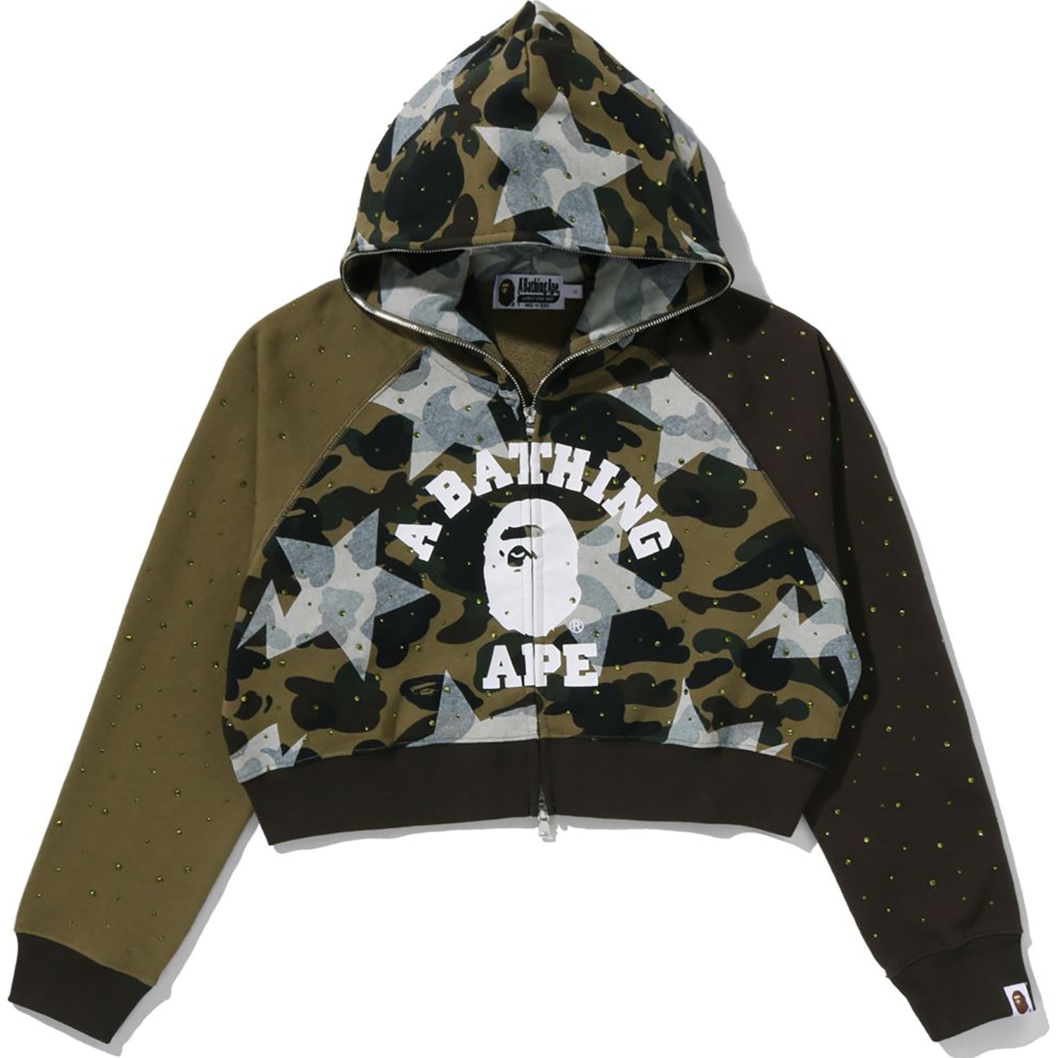 STA OVER PRINT 1ST CAMO CRYSTAL STONE COLLEGE FULL ZIP HOODIE LADIES – Image 1