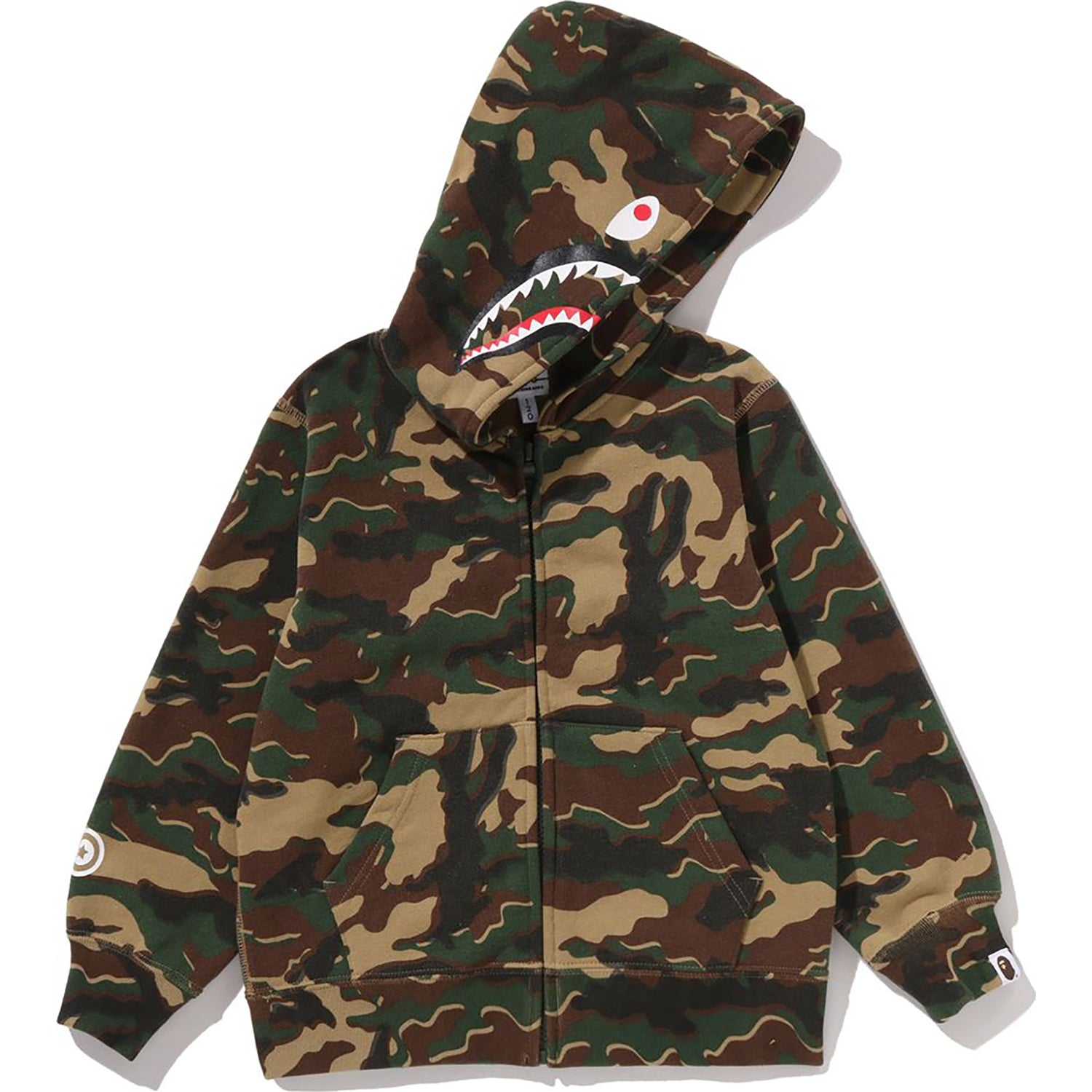 GLITCH WOODLAND CAMO SHARK ZIP HOODIE KIDS – Image 1