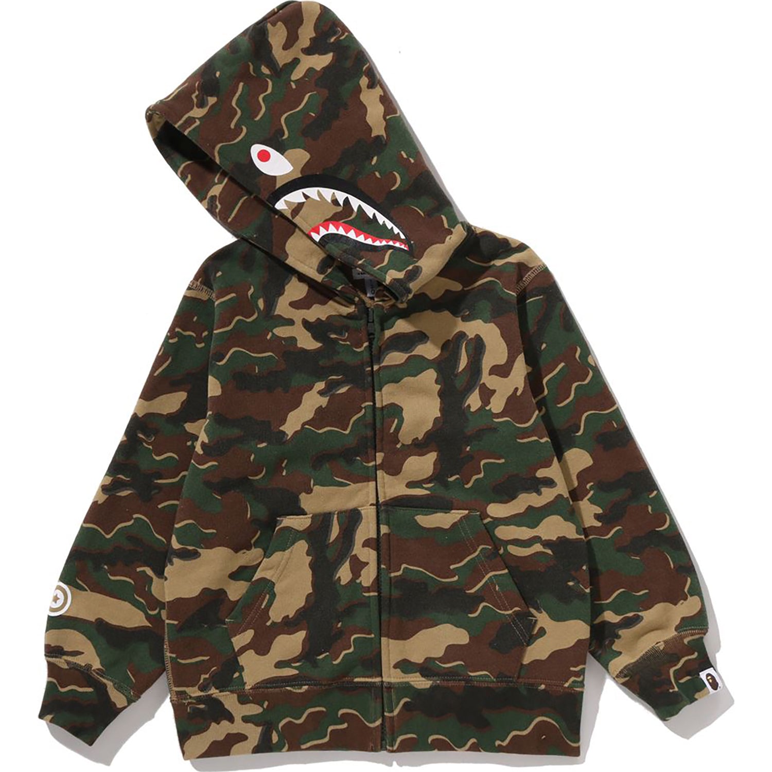 GLITCH WOODLAND CAMO SHARK ZIP HOODIE KIDS – Image 2